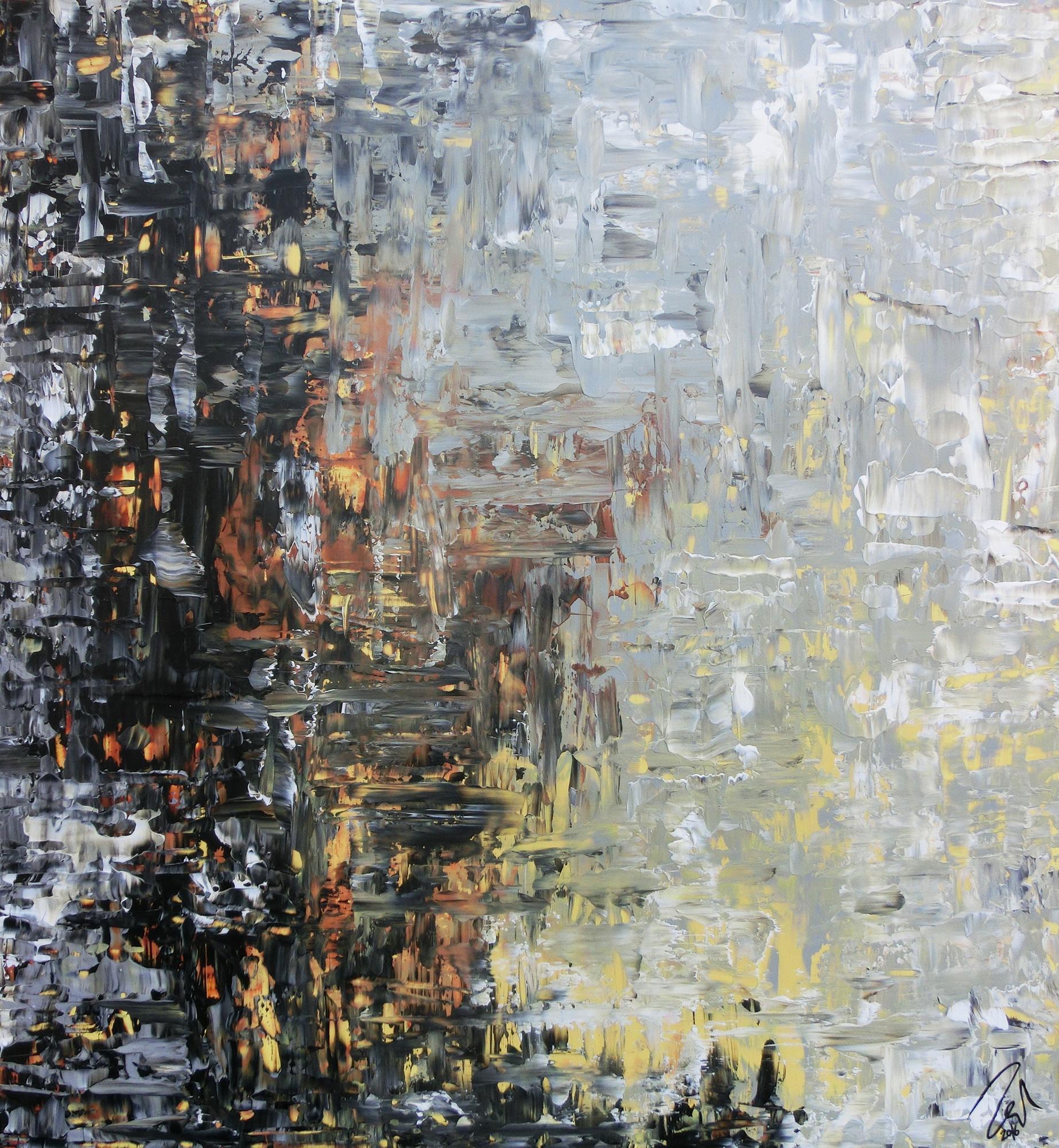 Abstraktes Gemälde mediterrane Farben braun schwarz grau modern