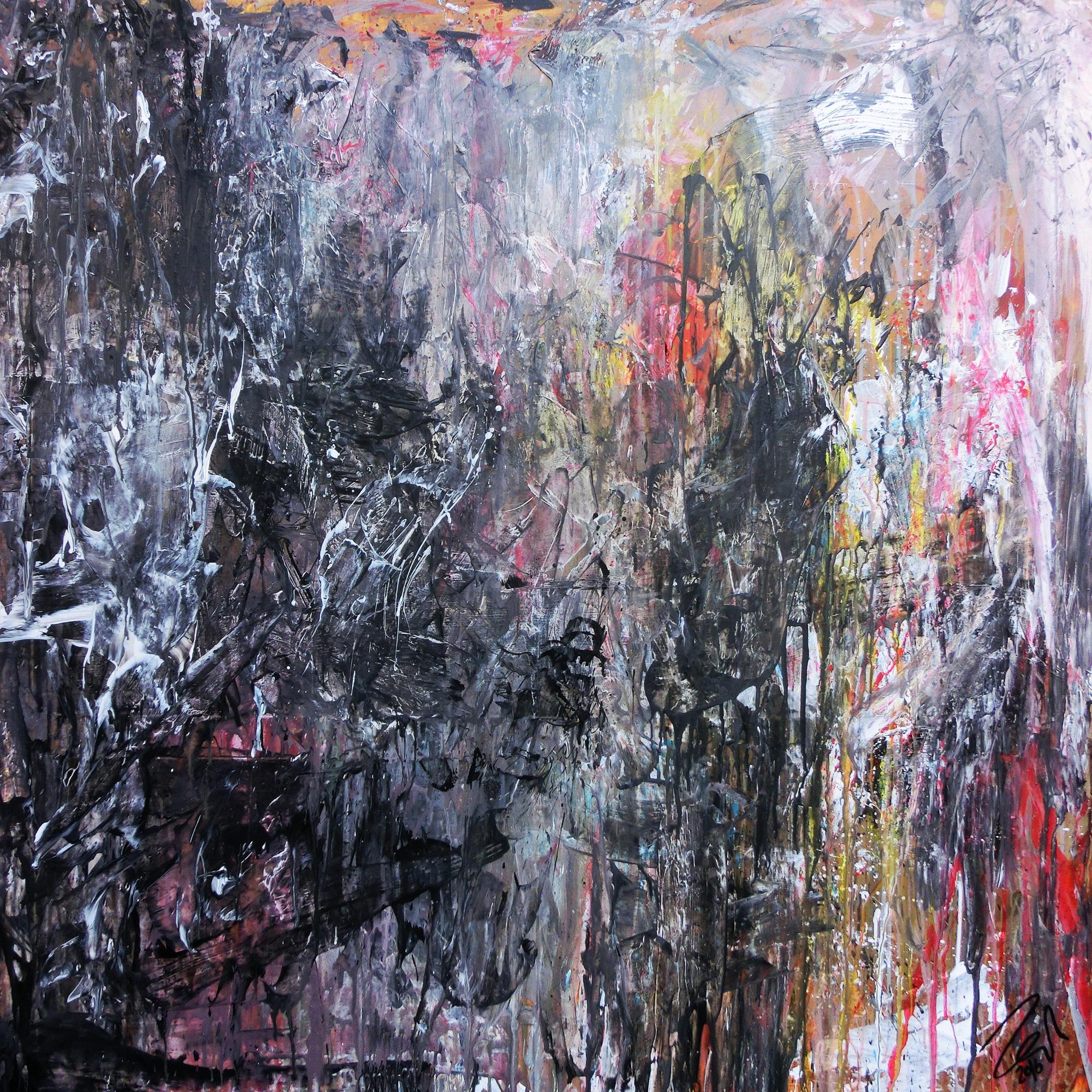 Abstraktes Gemälde aus Acryl dunkel und hell sehr modern Meisterwerk