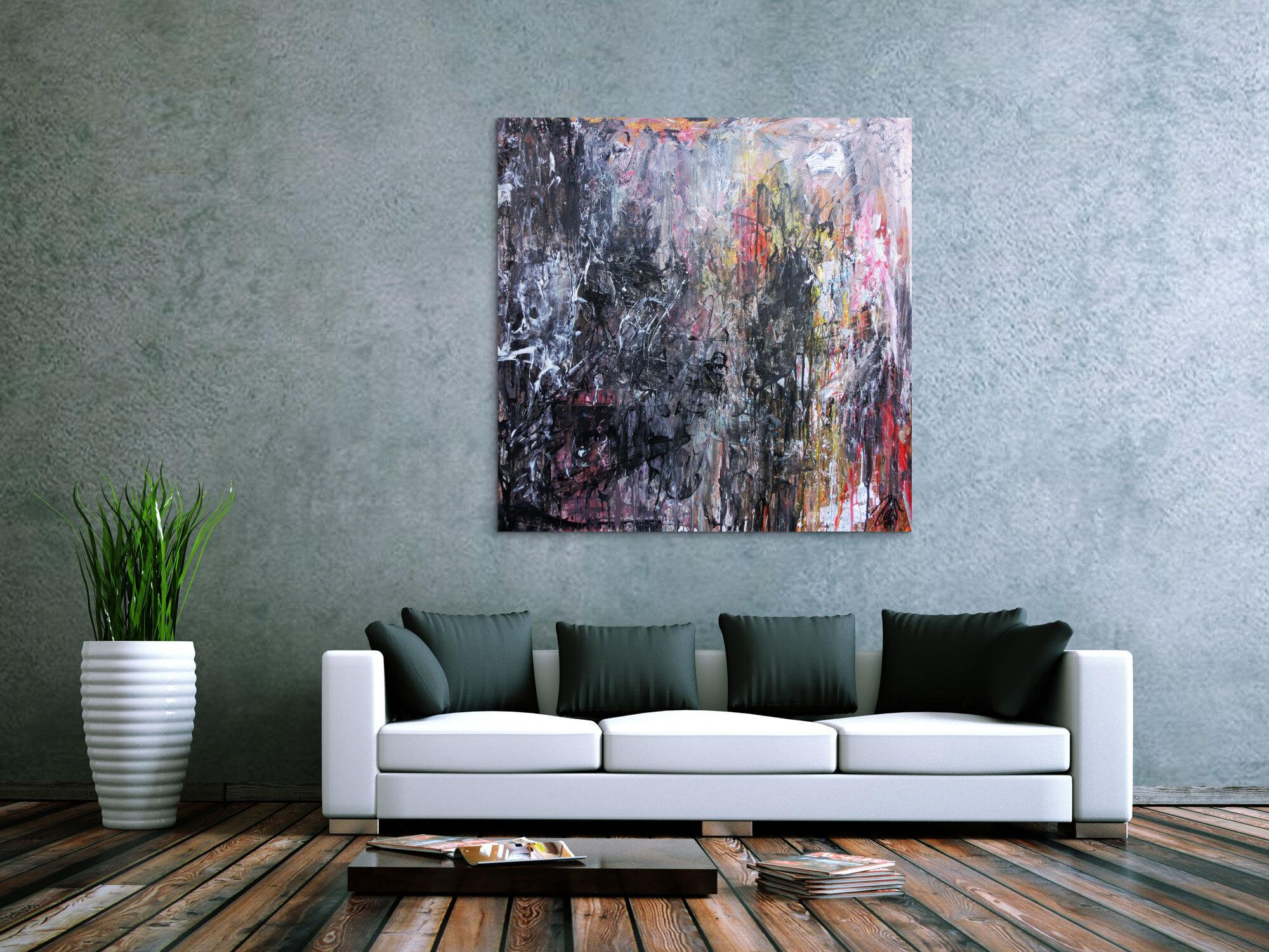 Abstraktes Gemälde aus Acryl dunkel und hell sehr modern Meisterwerk