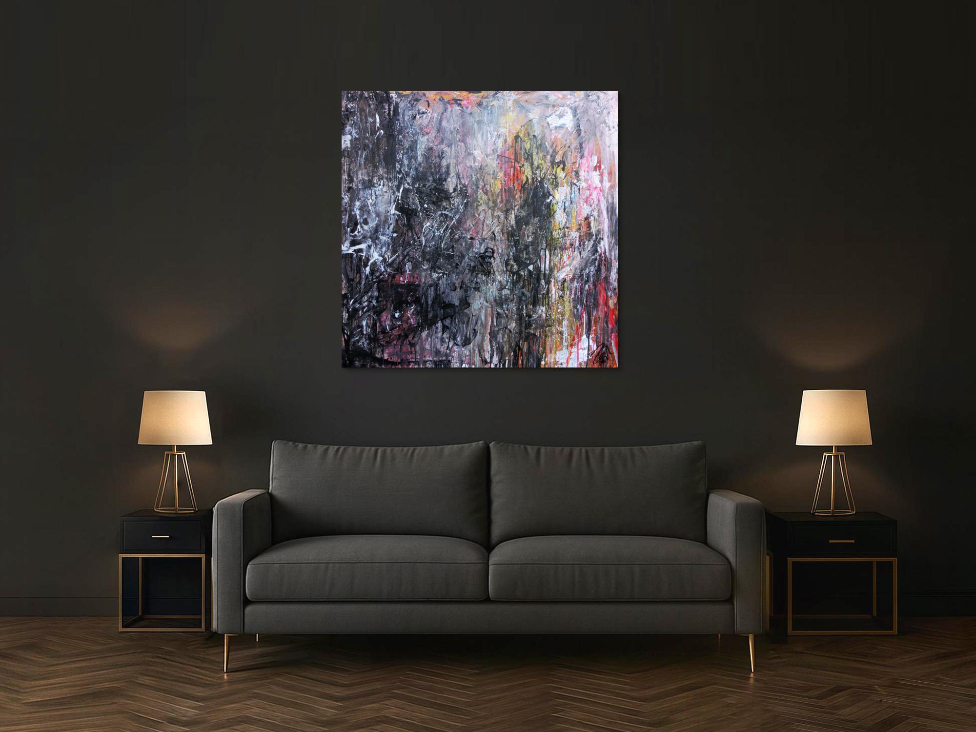 Abstraktes Gemälde aus Acryl dunkel und hell sehr modern Meisterwerk