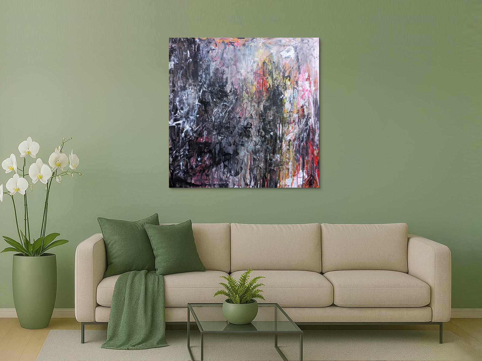 Abstraktes Gemälde aus Acryl dunkel und hell sehr modern Meisterwerk