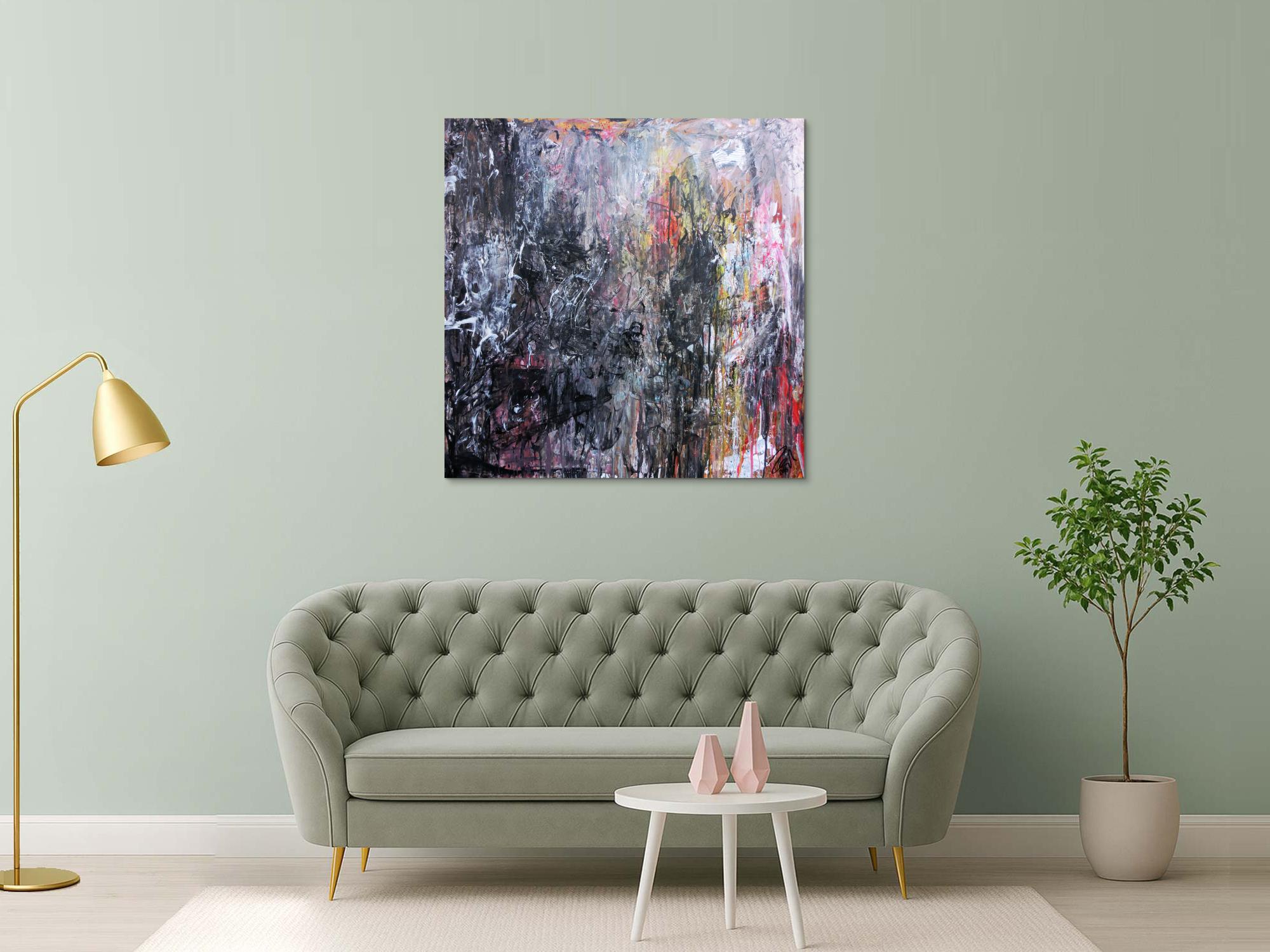 Abstraktes Gemälde aus Acryl dunkel und hell sehr modern Meisterwerk