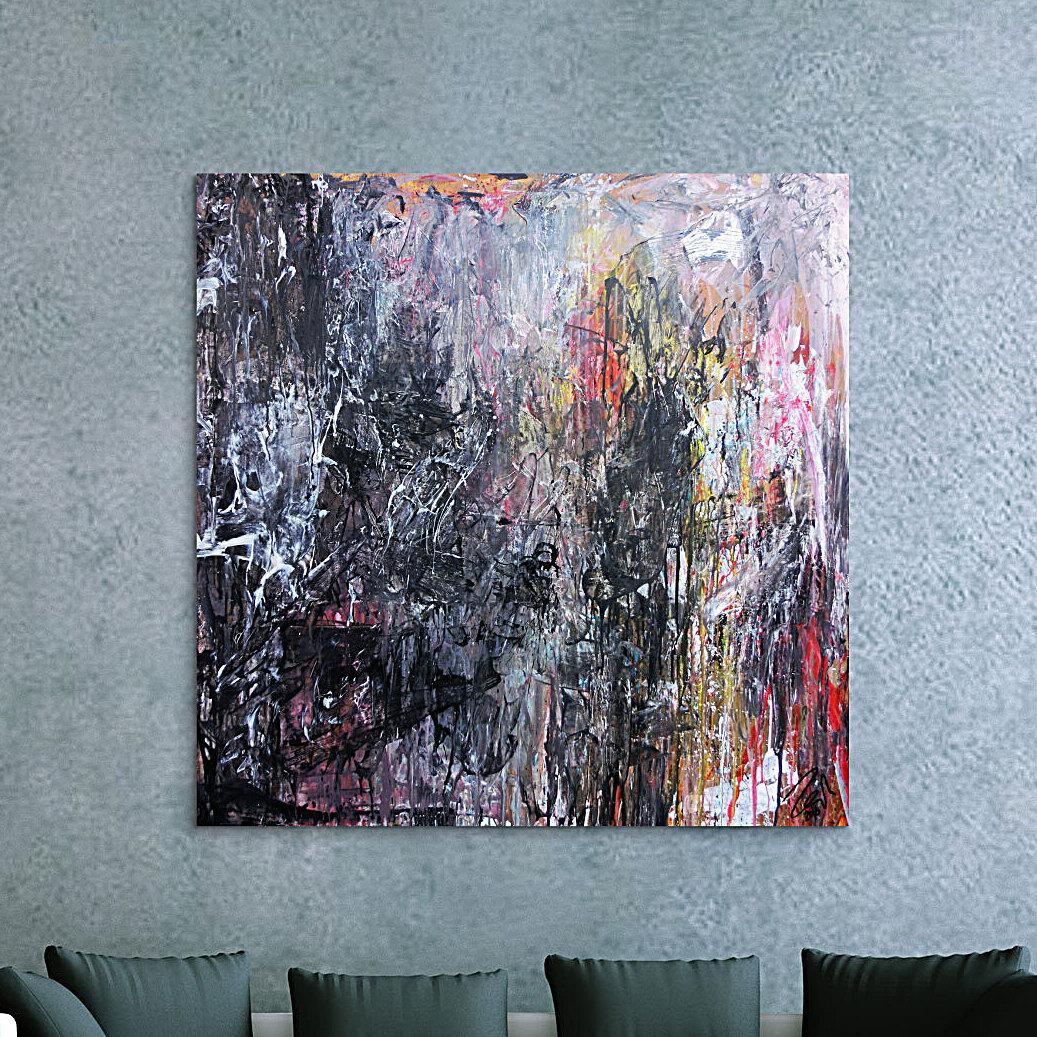 Abstraktes Kunstwerk in Rot und Orange