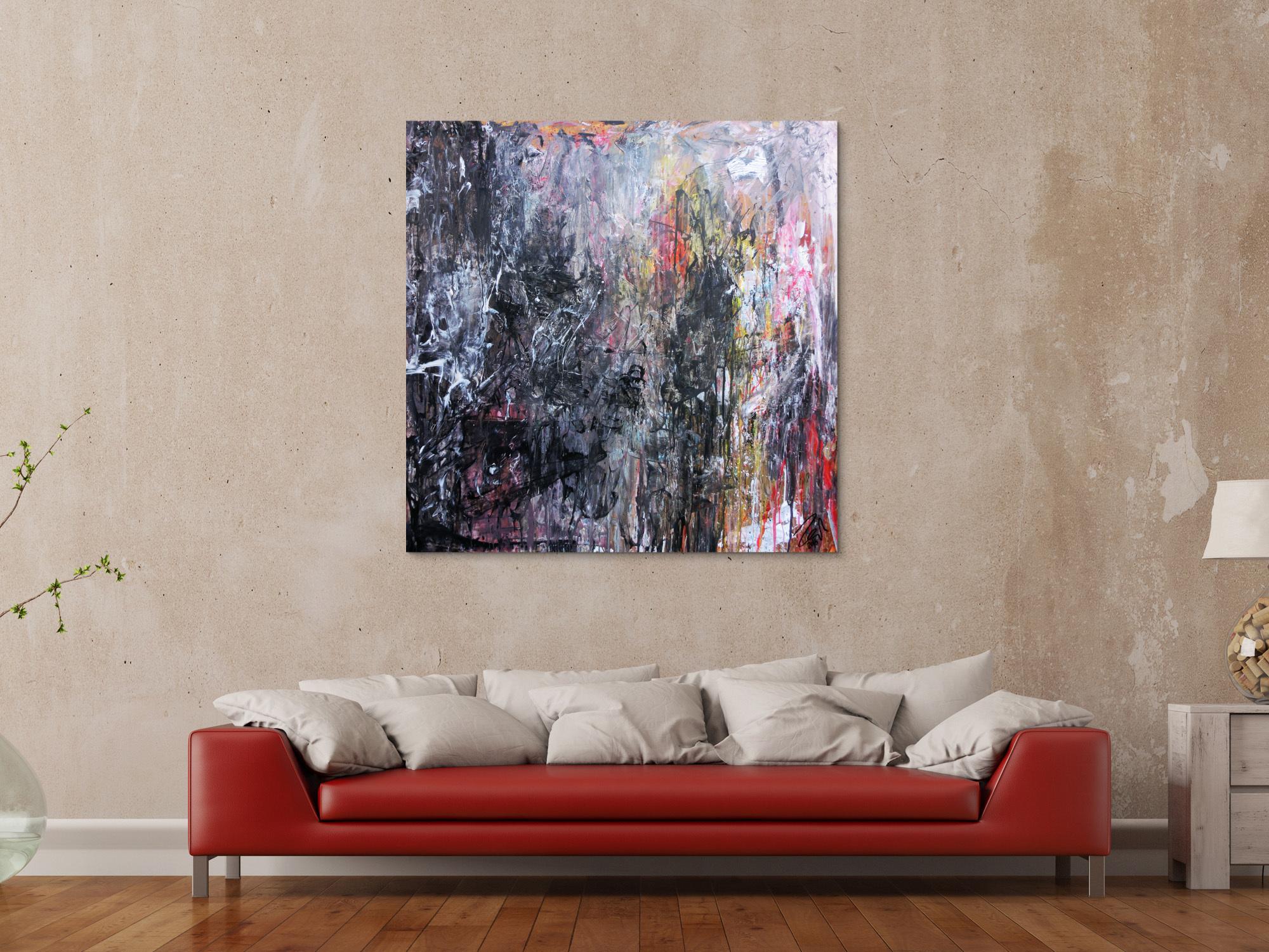 Abstraktes Gemälde aus Acryl dunkel und hell sehr modern Meisterwerk