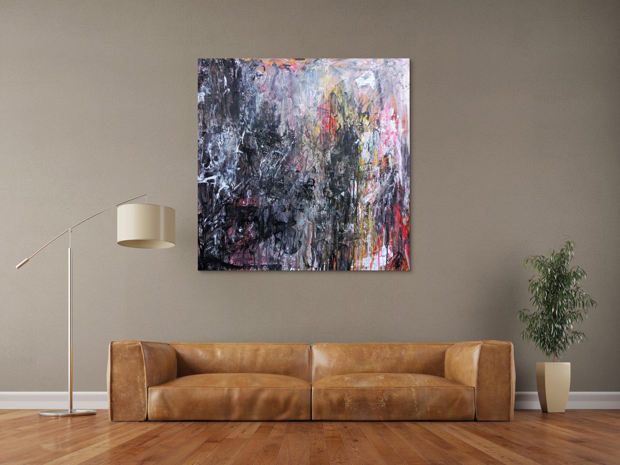 Abstraktes Gemälde aus Acryl dunkel und hell sehr modern Meisterwerk