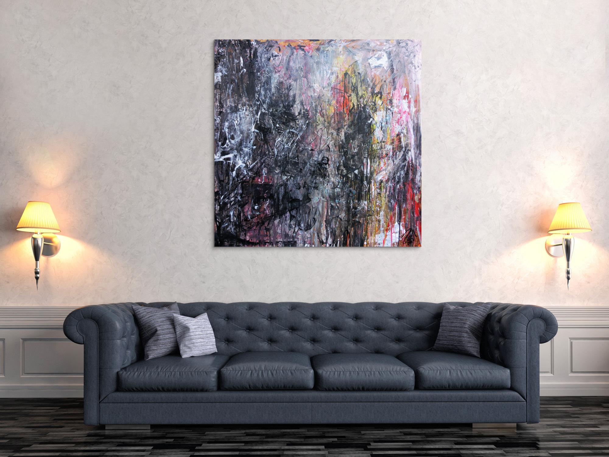 Abstraktes Gemälde aus Acryl dunkel und hell sehr modern Meisterwerk