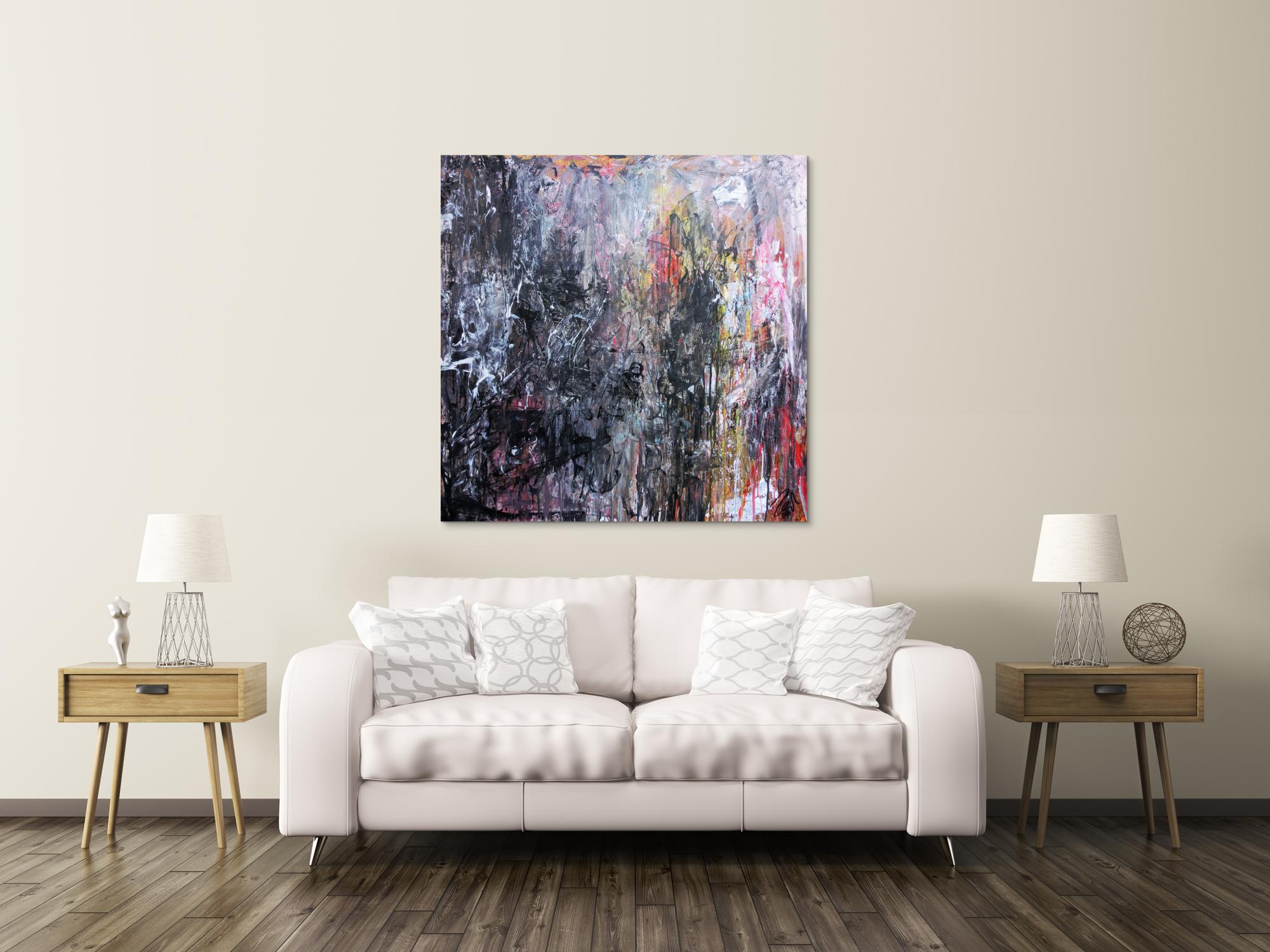 Abstraktes Gemälde aus Acryl dunkel und hell sehr modern Meisterwerk