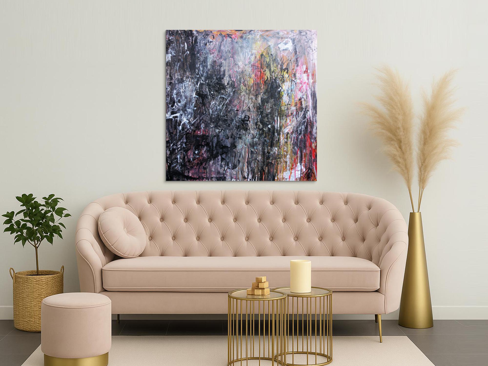 Abstraktes Gemälde aus Acryl dunkel und hell sehr modern Meisterwerk