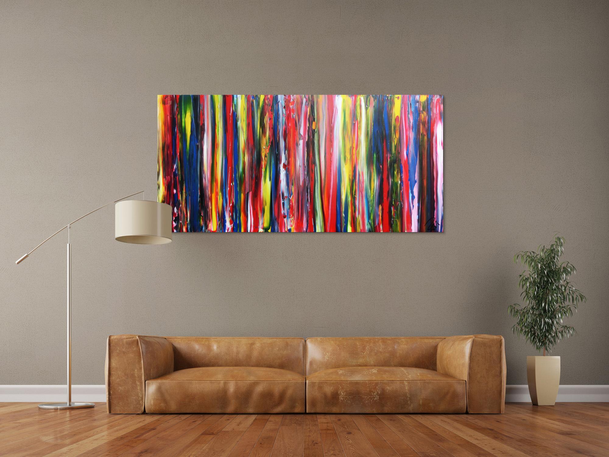 Buntes abstraktes Acrylbild modernes Gemälde bunte Streifen