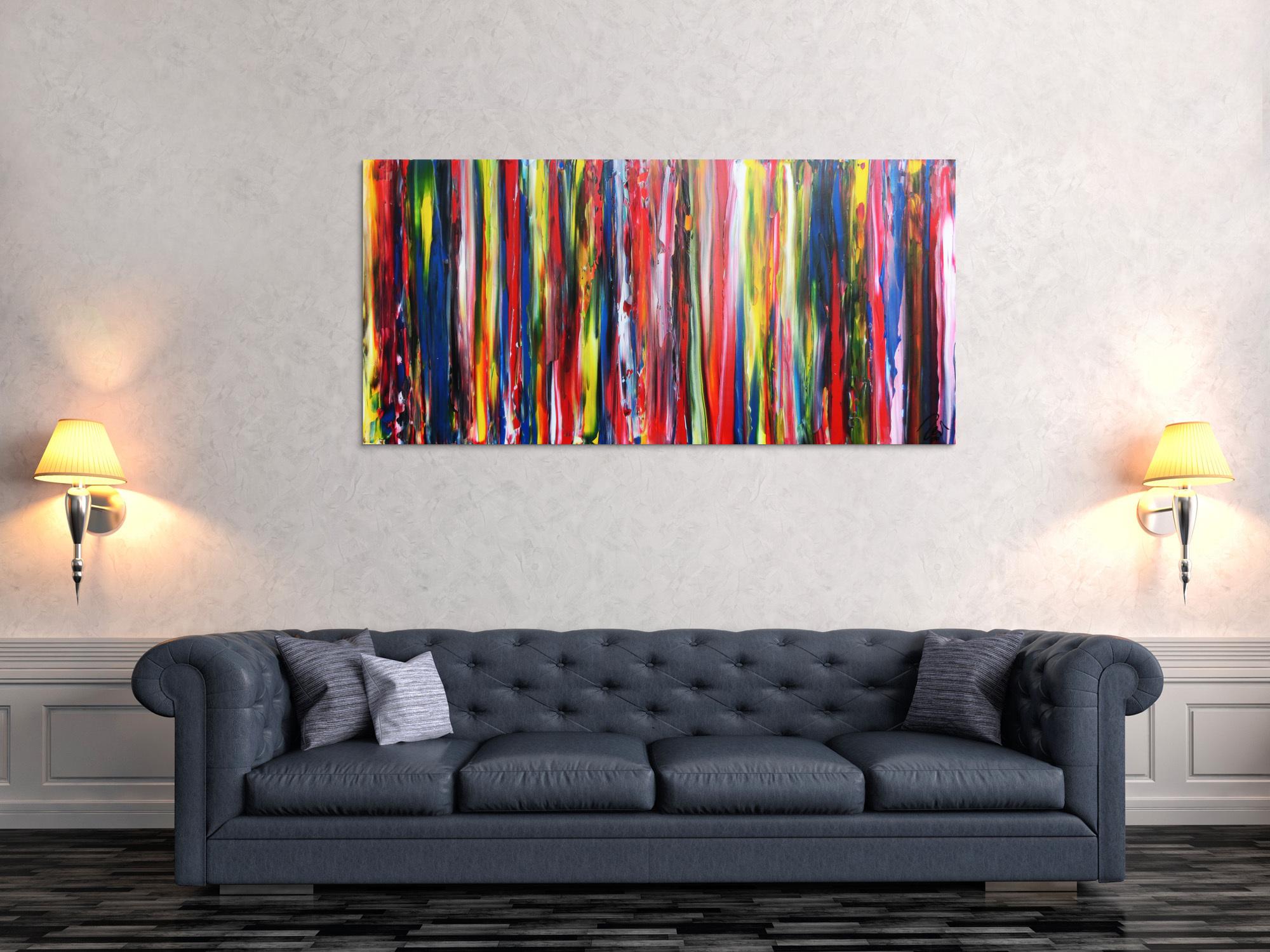 Buntes abstraktes Acrylbild modernes Gemälde bunte Streifen