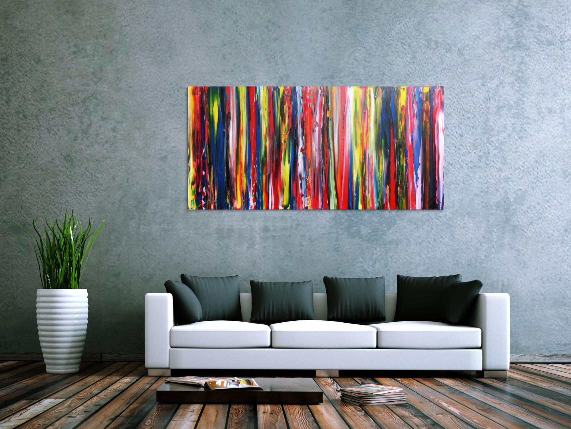 Buntes abstraktes Acrylbild modernes Gemälde bunte Streifen