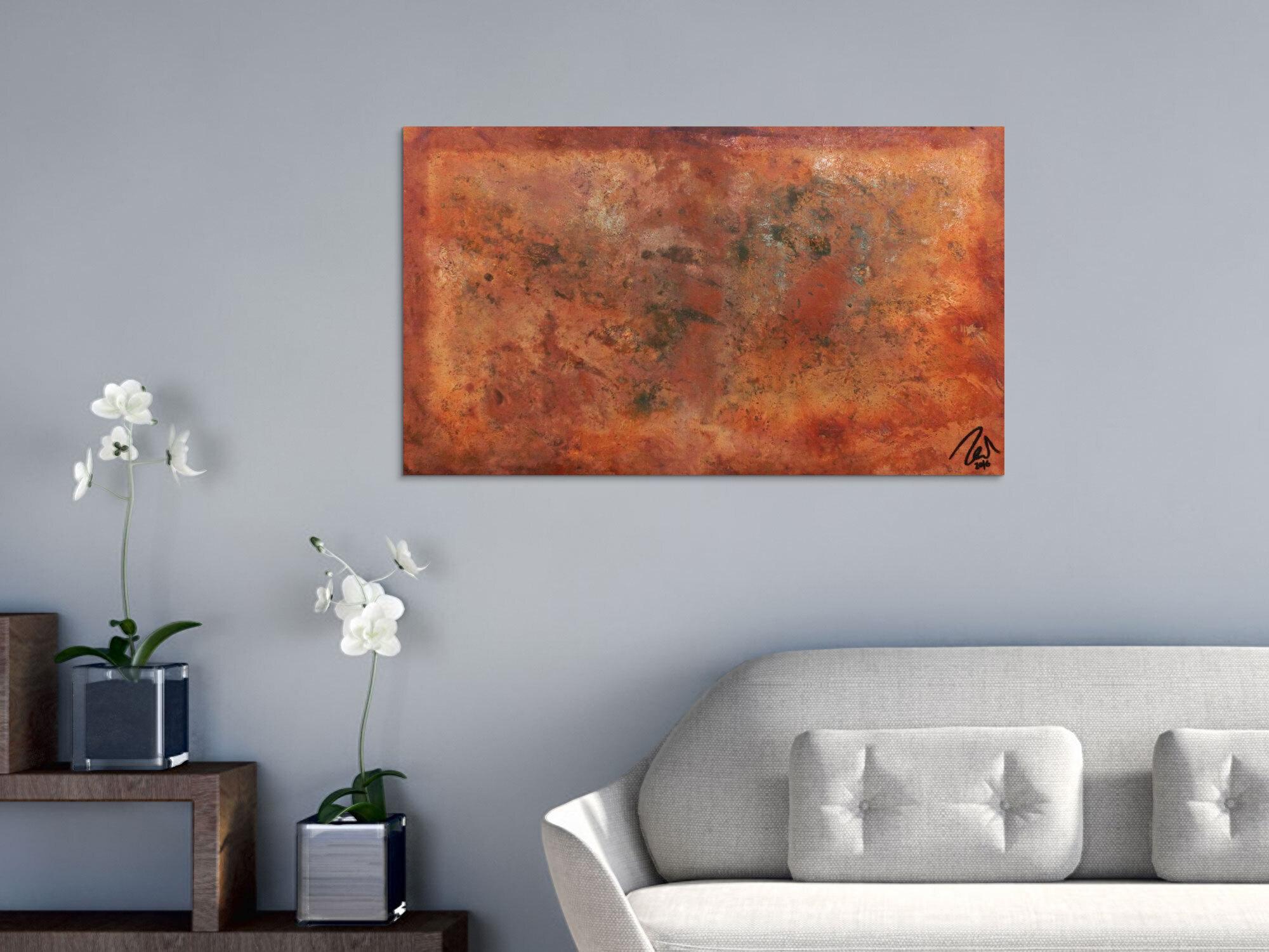 Abstraktes Gemälde aus echtem Rost modern schlicht