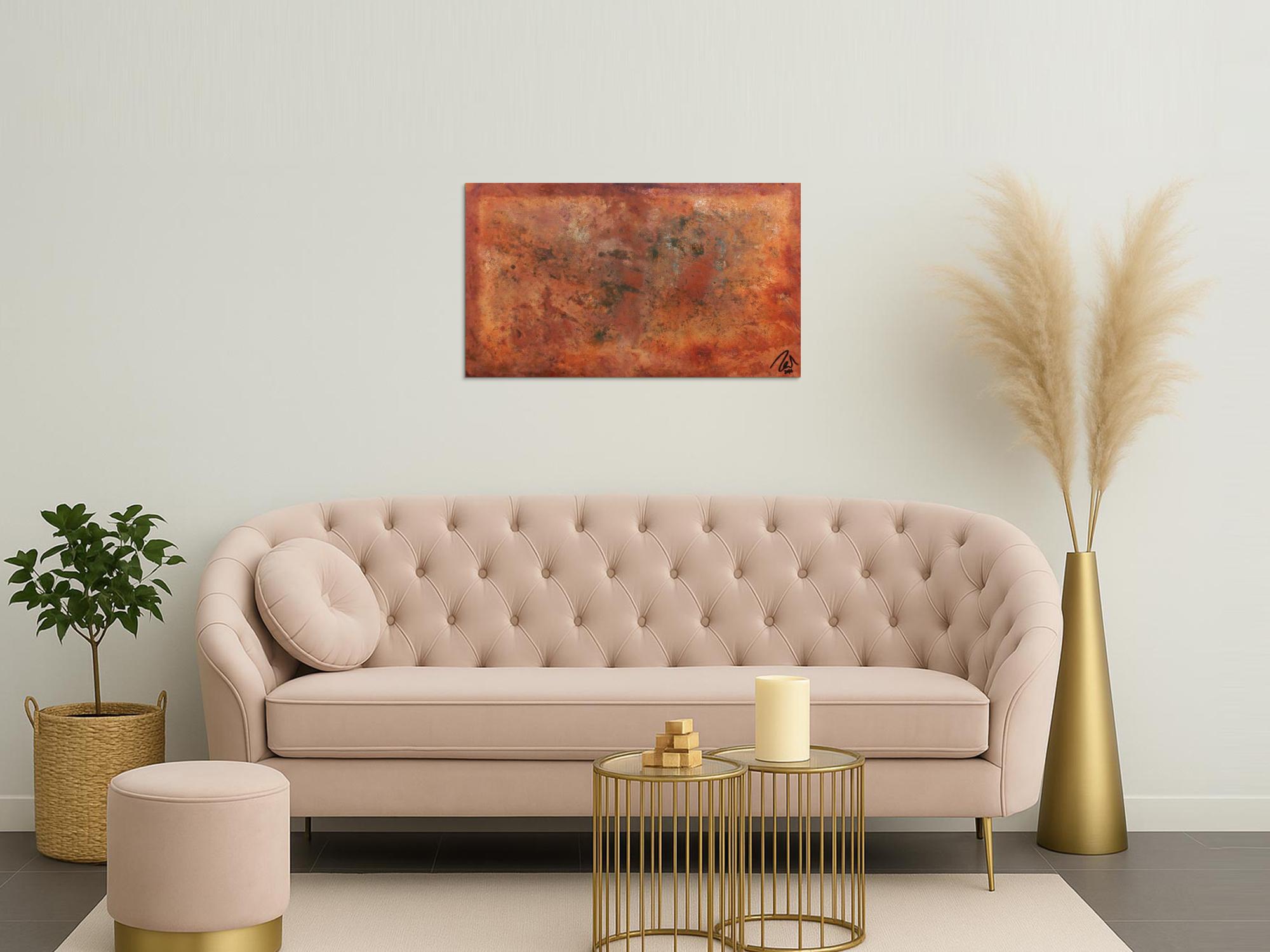 Abstraktes Gemälde aus echtem Rost modern schlicht