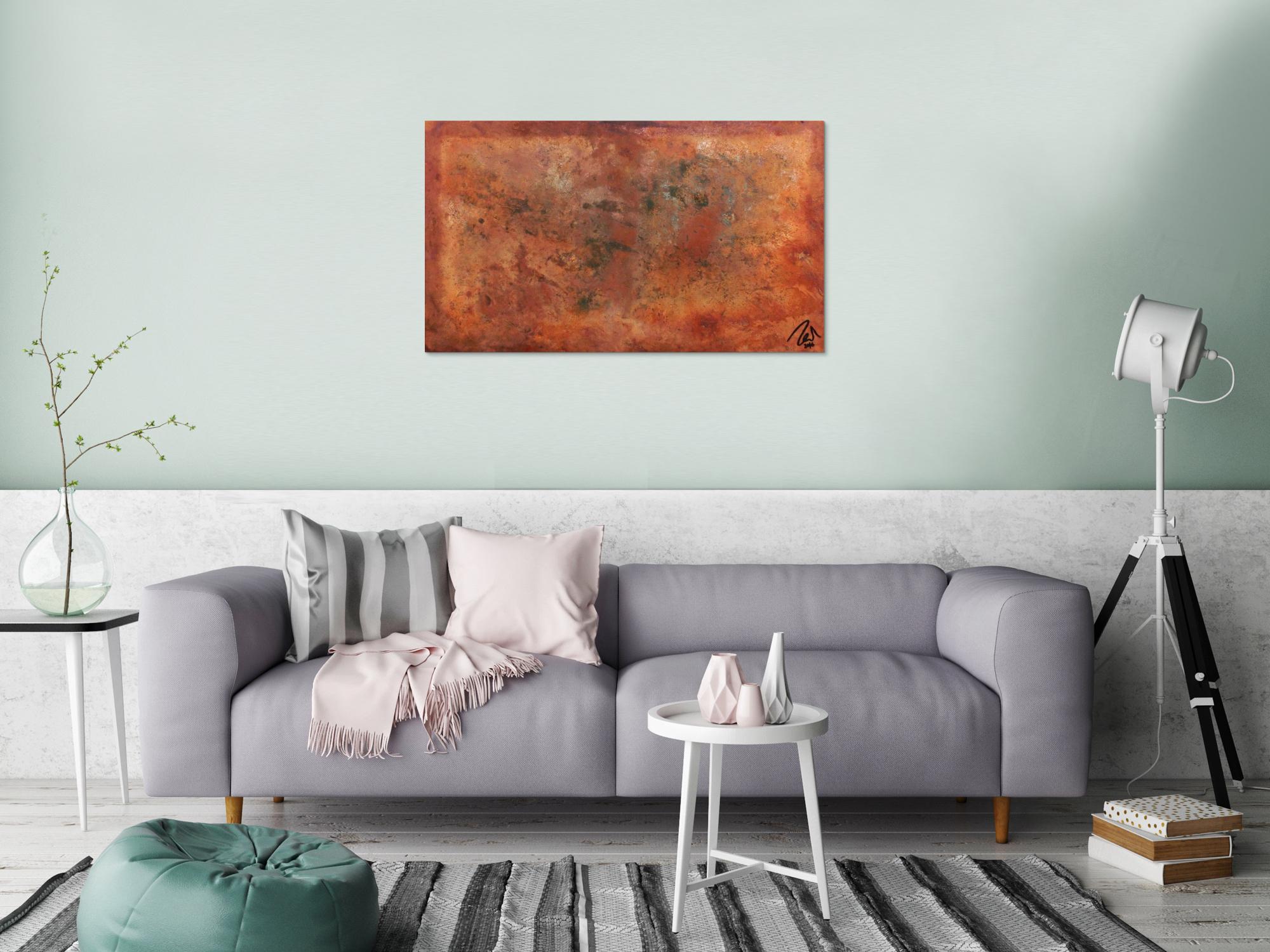 Abstraktes Gemälde aus echtem Rost modern schlicht