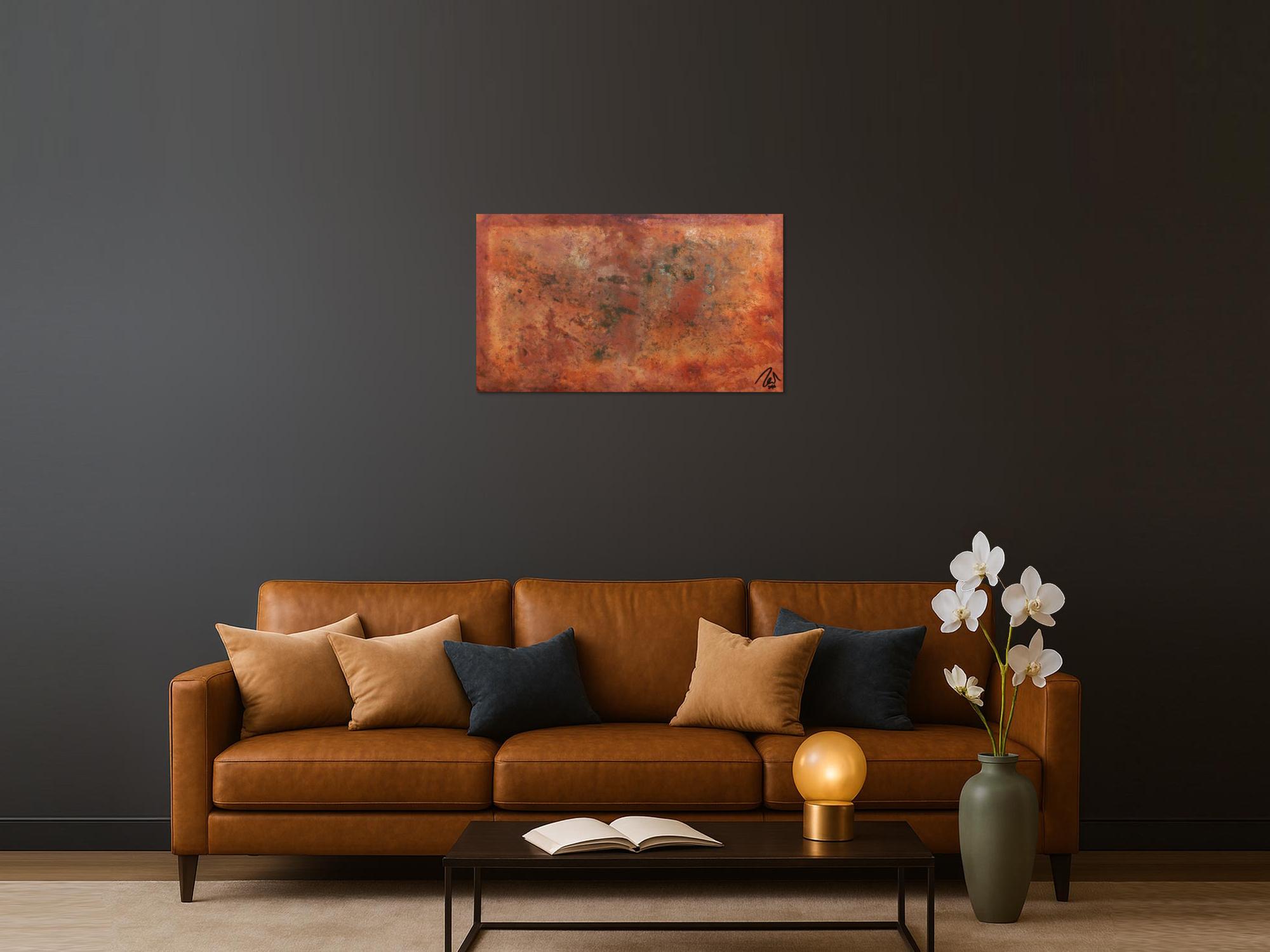 Abstraktes Gemälde aus echtem Rost modern schlicht