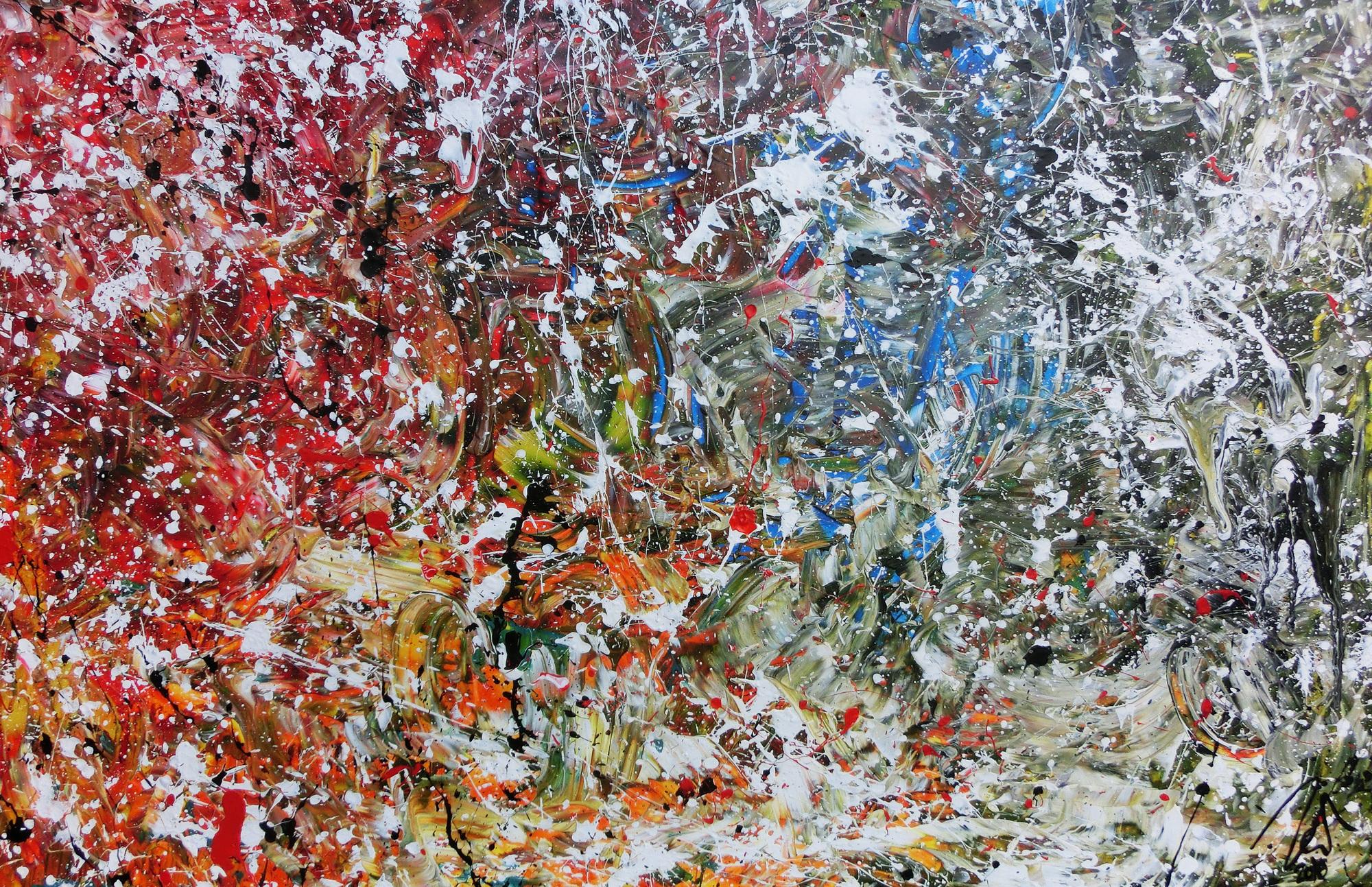 Abstraktes Acrylbild modernes Gemälde bunt viele Farben