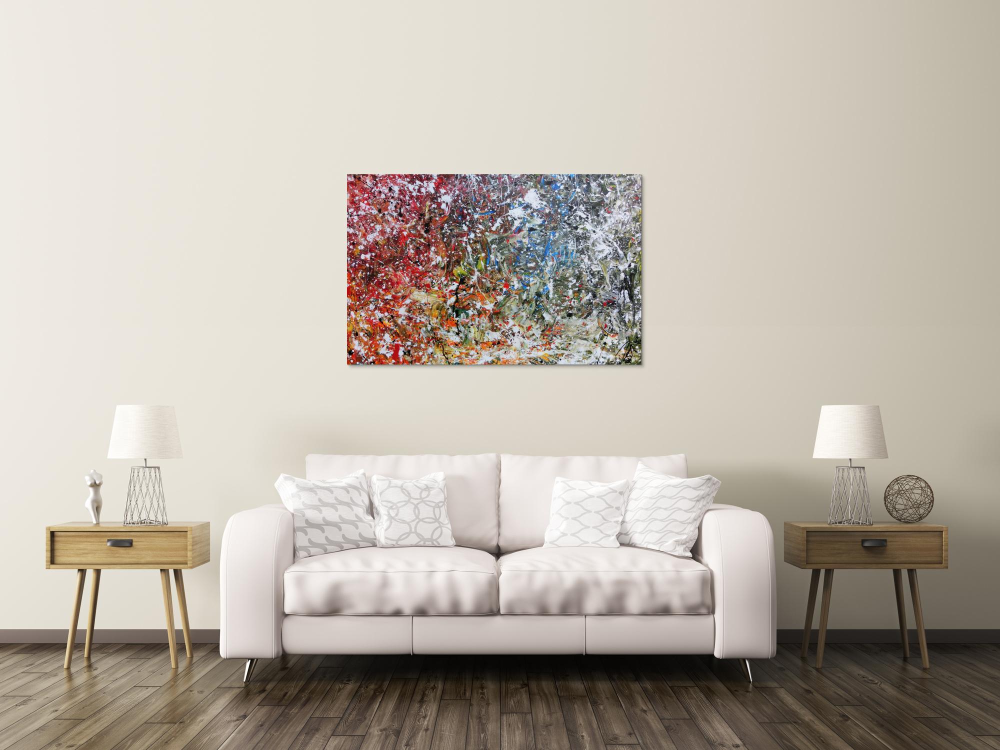 Abstraktes Acrylbild modernes Gemälde bunt viele Farben