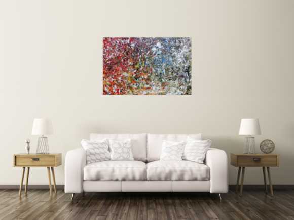 Abstraktes Acrylbild modernes Gemälde bunt viele Farben