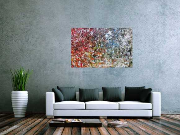 Abstraktes Acrylbild modernes Gemälde bunt viele Farben