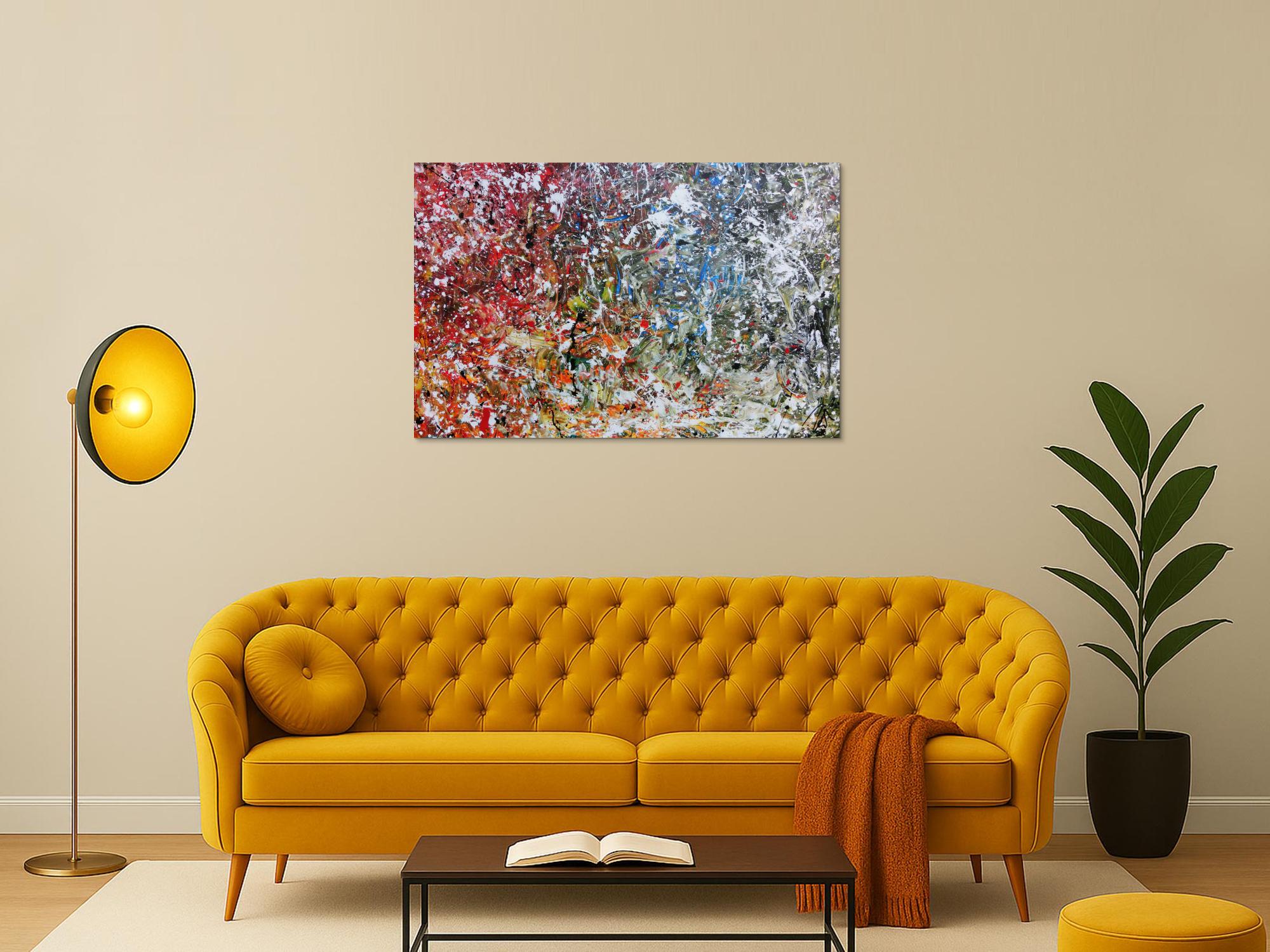 Abstraktes Acrylbild modernes Gemälde bunt viele Farben