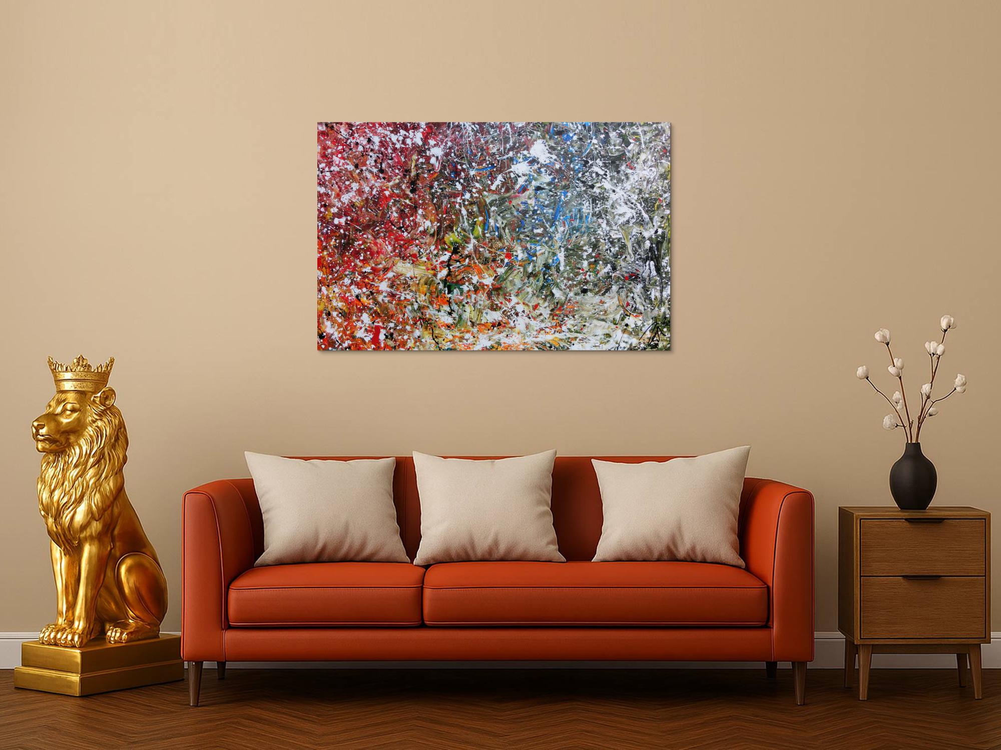 Abstraktes Acrylbild modernes Gemälde bunt viele Farben