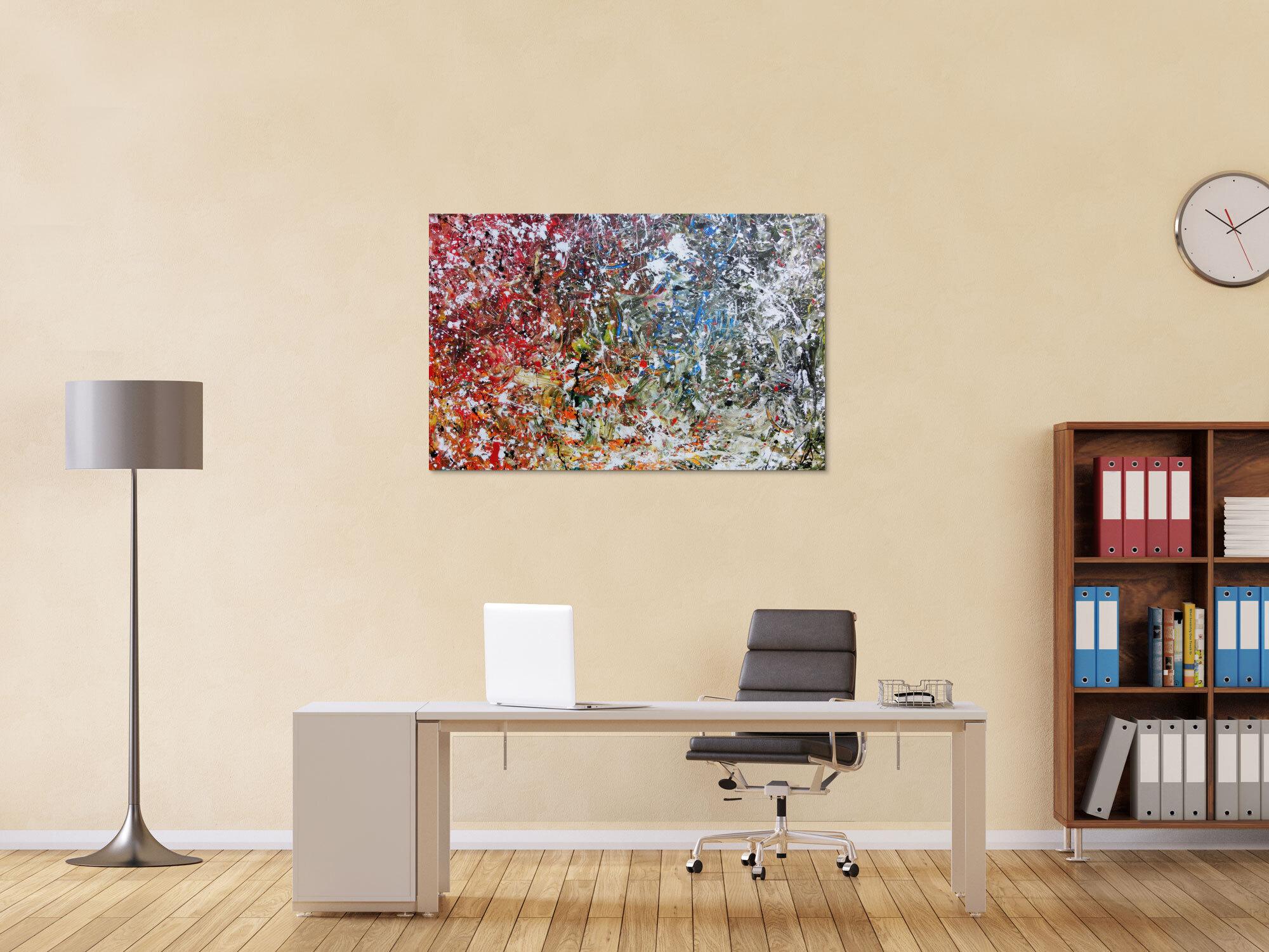 Abstraktes Acrylbild modernes Gemälde bunt viele Farben