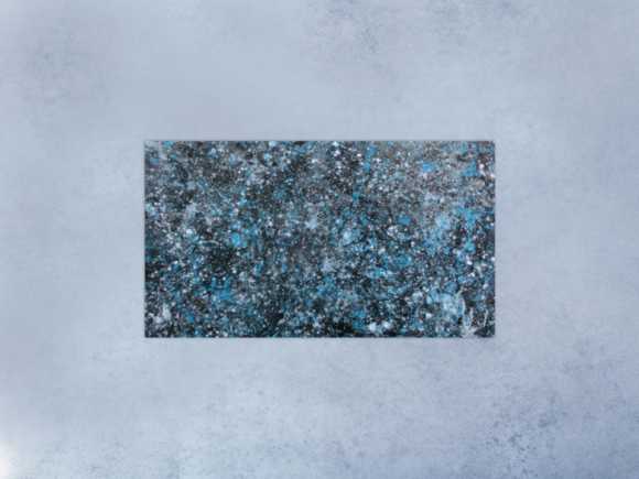 Modernes Gemälde abstraktes Acrylbild blau türkis mit glitzer und silber