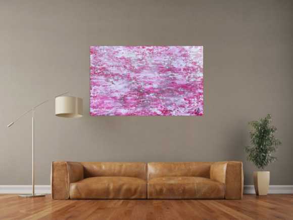 Abstraktes Acrylbild rosa mit glitzer modernes Gemälde schlicht