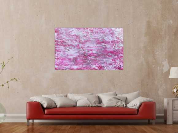 Abstraktes Acrylbild rosa mit glitzer modernes Gemälde schlicht