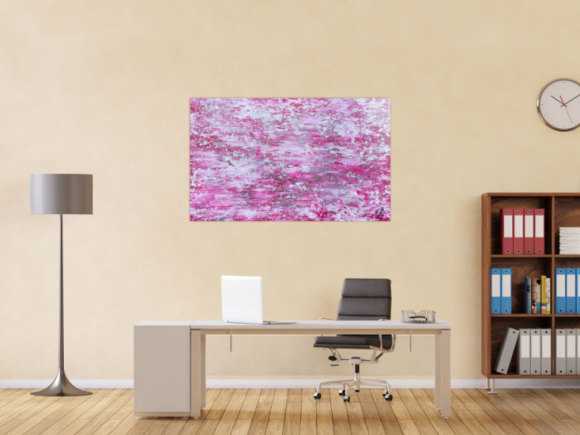 Abstraktes Acrylbild rosa mit glitzer modernes Gemälde schlicht