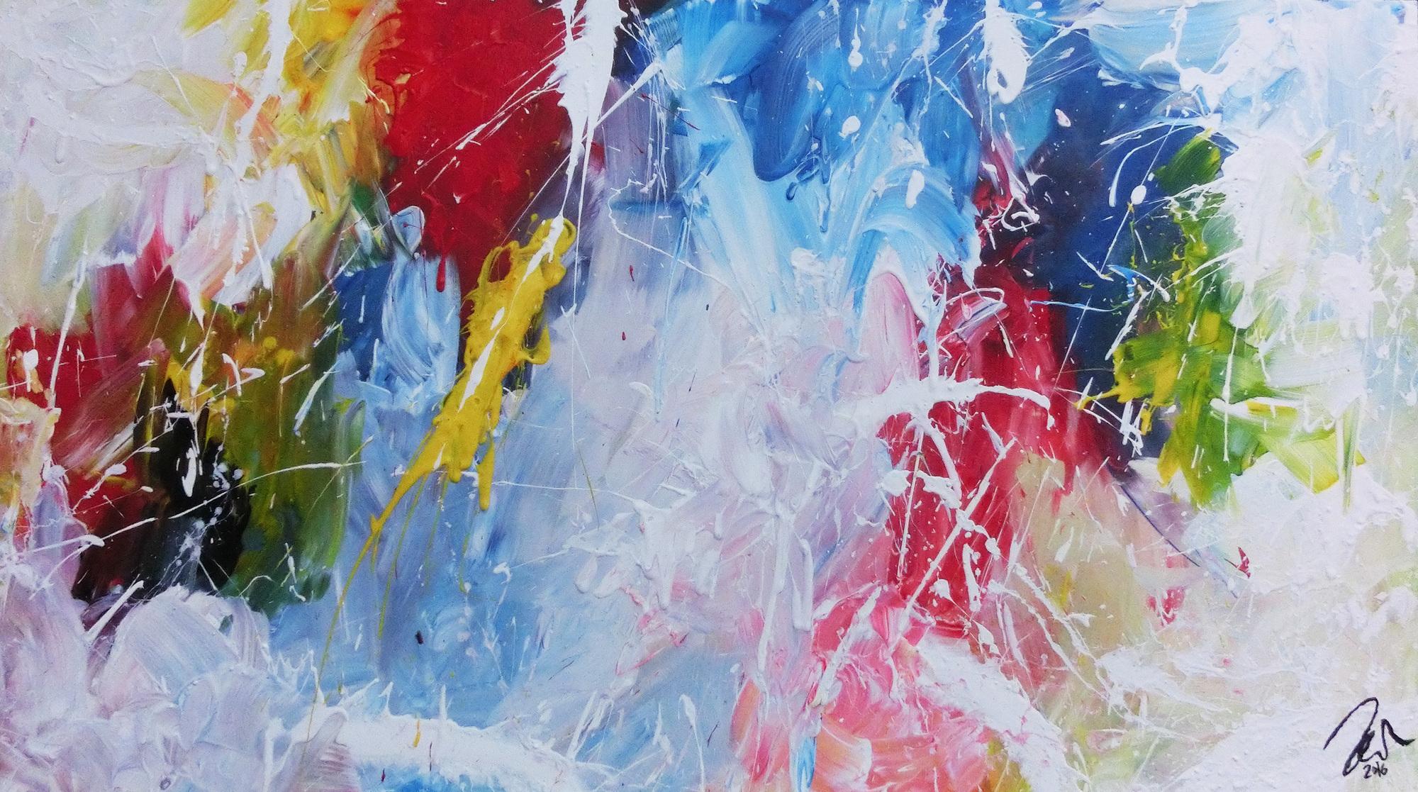 Abstraktes Acrylbild modernes Gemälde bunt viele Farben