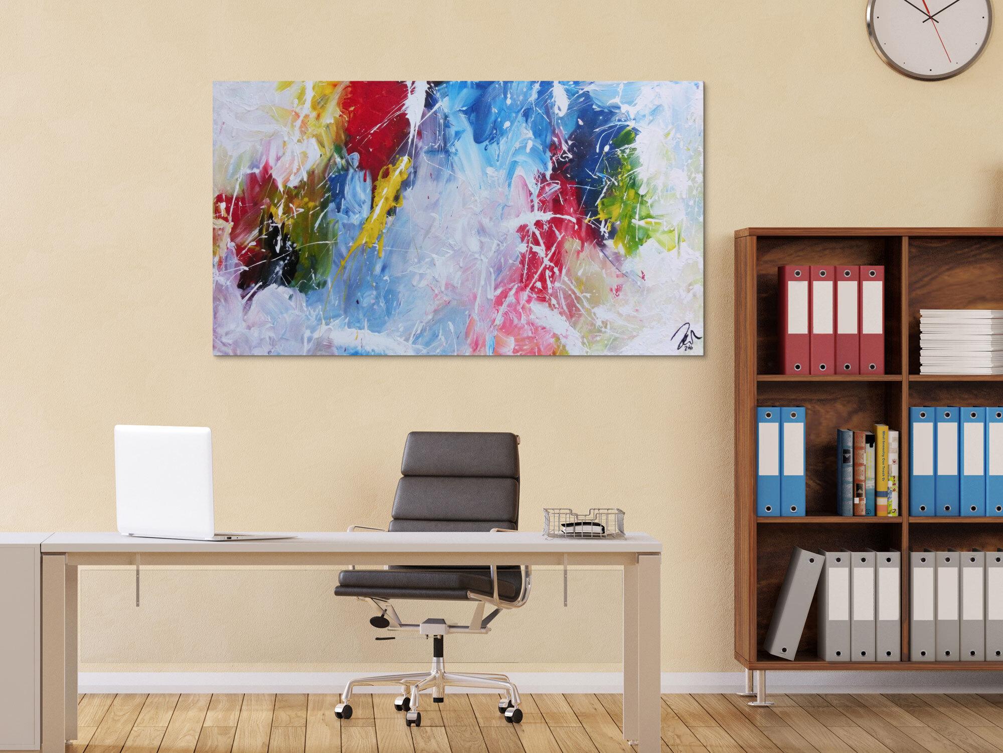 Abstraktes Acrylbild modernes Gemälde bunt viele Farben