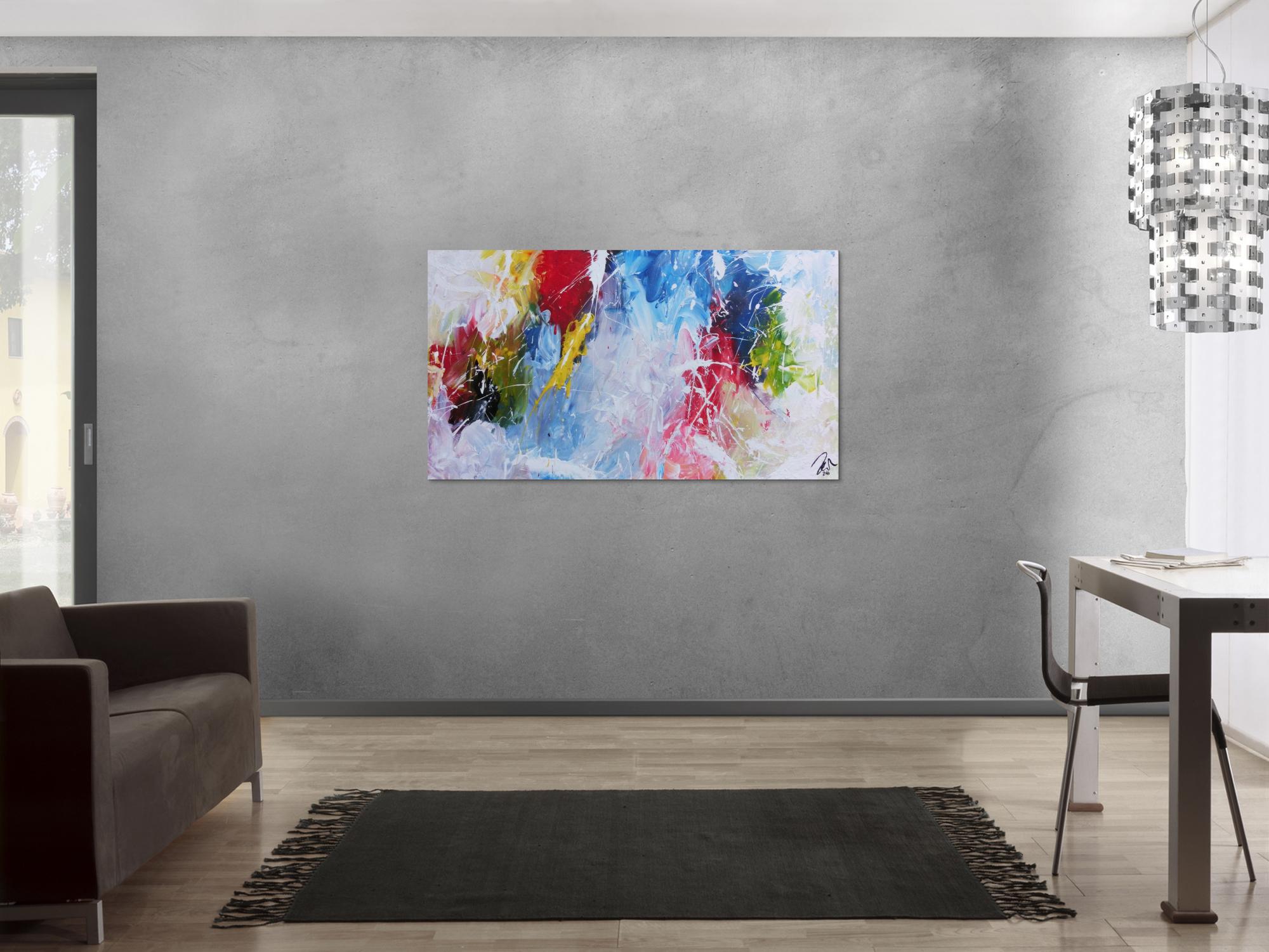 Abstraktes Acrylbild modernes Gemälde bunt viele Farben