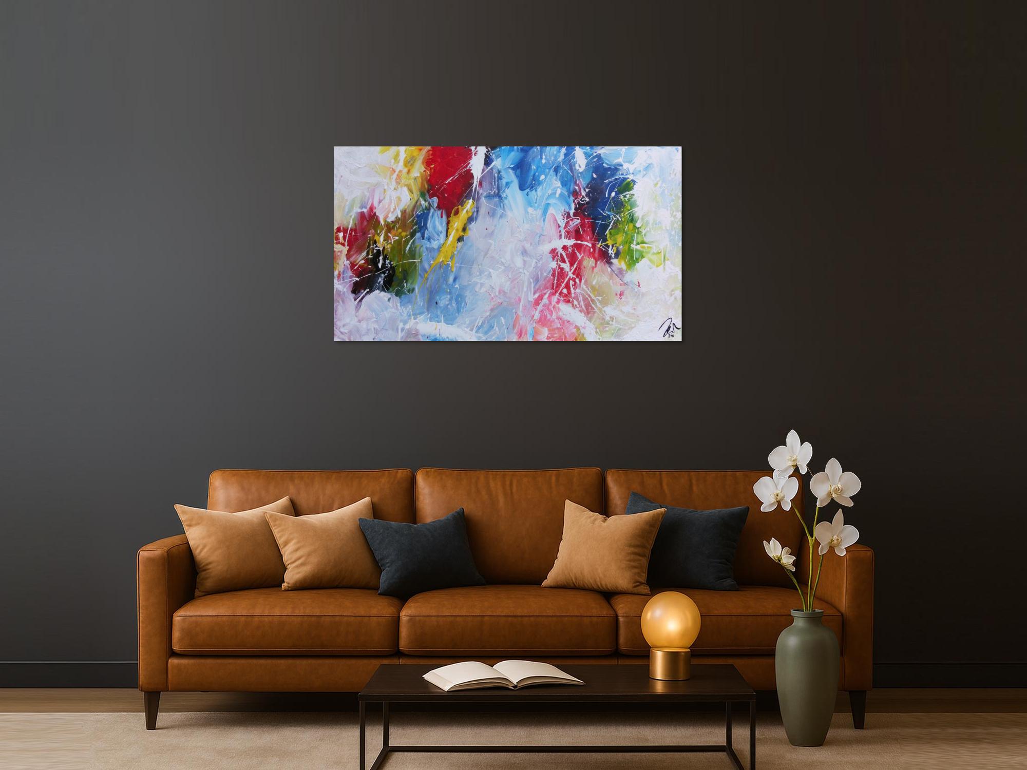 Abstraktes Acrylbild modernes Gemälde bunt viele Farben