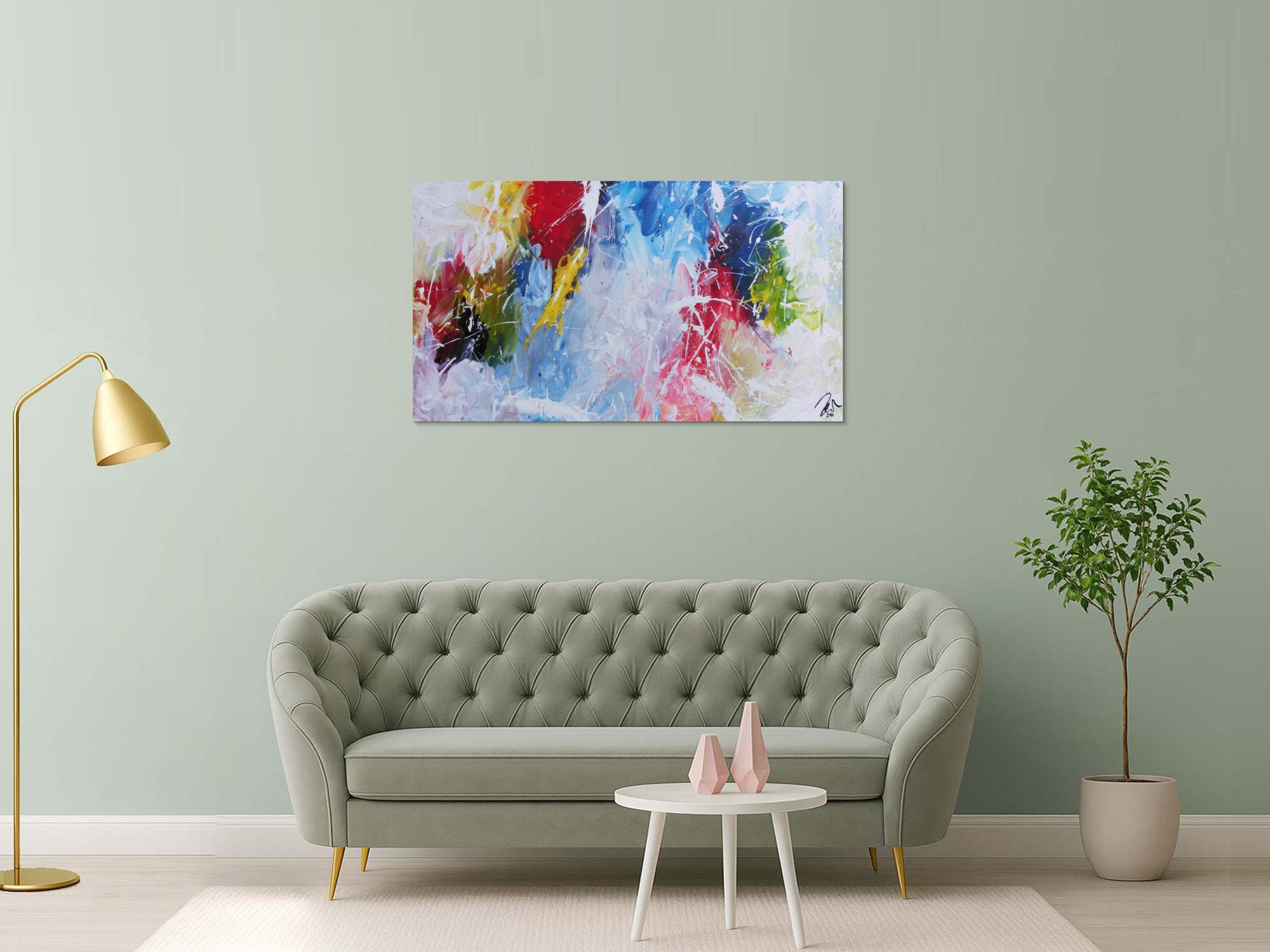 Abstraktes Acrylbild modernes Gemälde bunt viele Farben