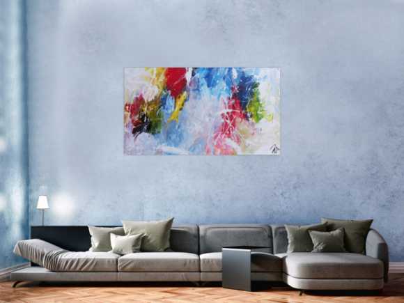 Abstraktes Acrylbild modernes Gemälde bunt viele Farben