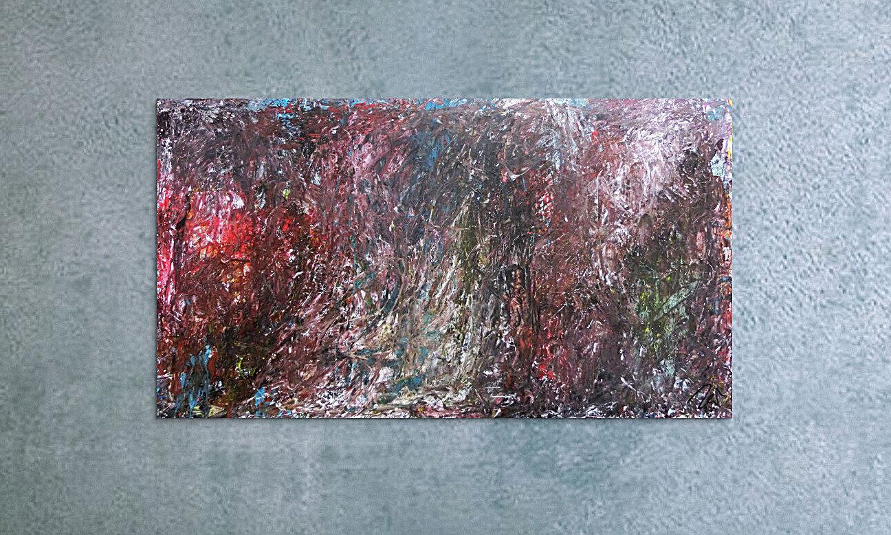 Abstraktes Kunstwerk in Rot und Orange