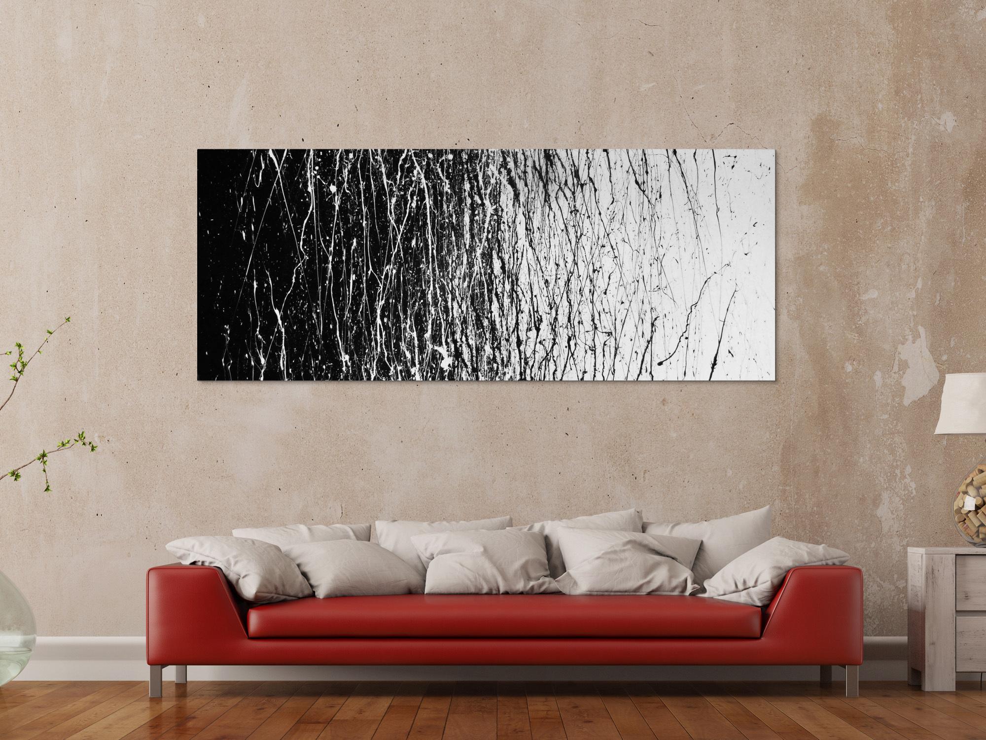 Modernes Acrylbild abstrakt schwarz weiß