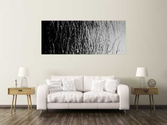 Modernes Acrylbild abstrakt schwarz weiß
