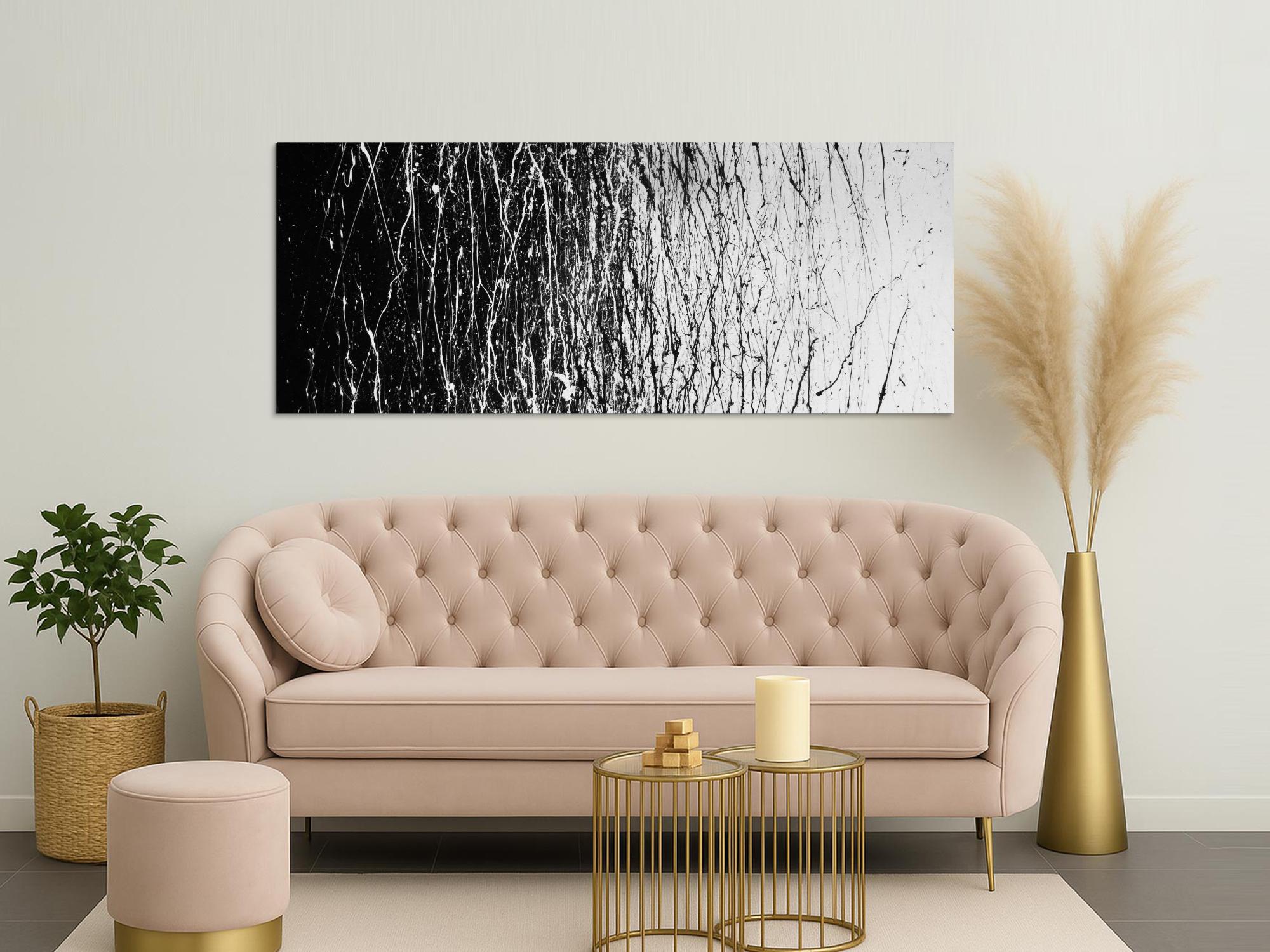 Modernes Acrylbild abstrakt schwarz weiß