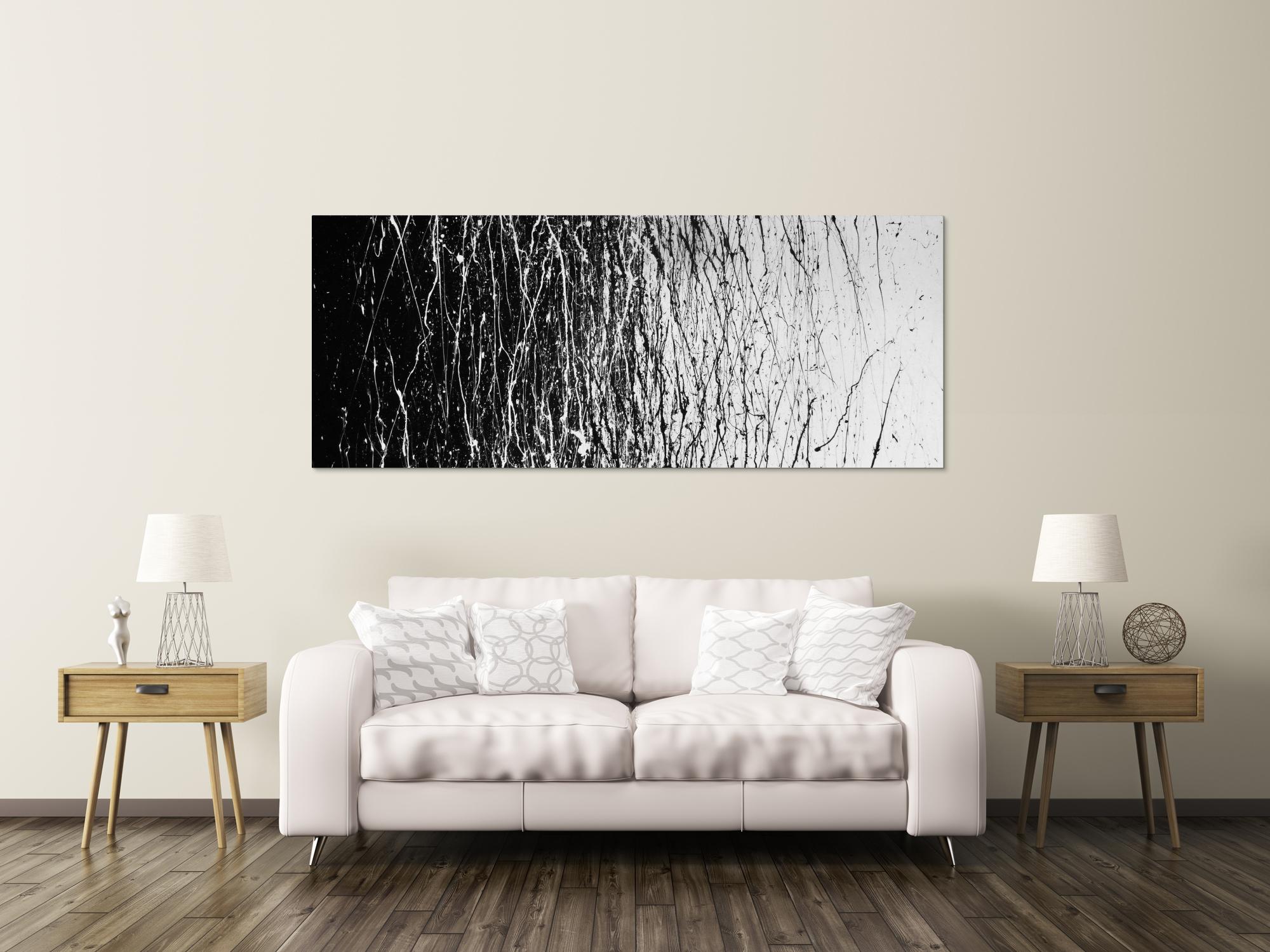 Modernes Acrylbild abstrakt schwarz weiß