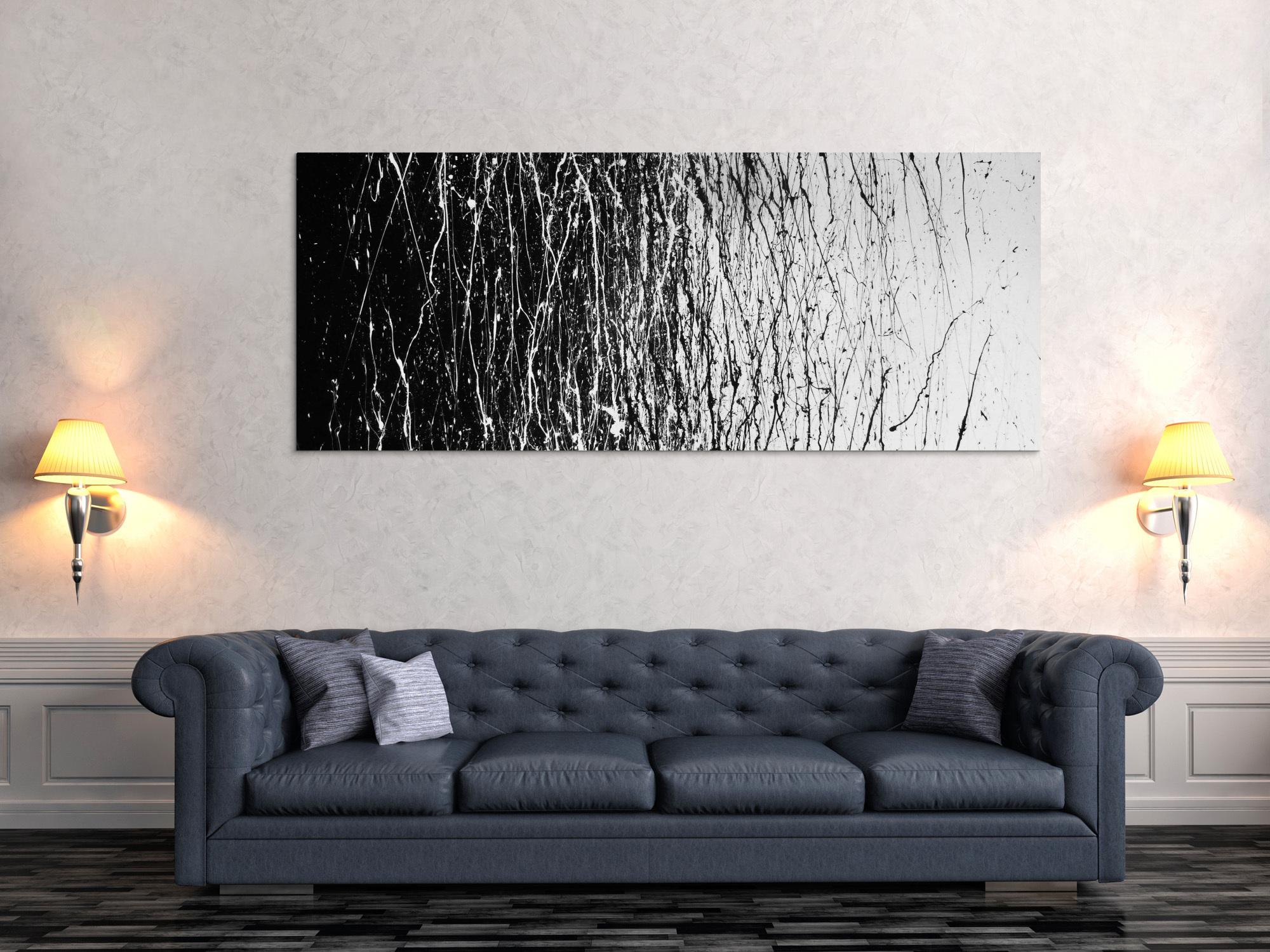 Modernes Acrylbild abstrakt schwarz weiß