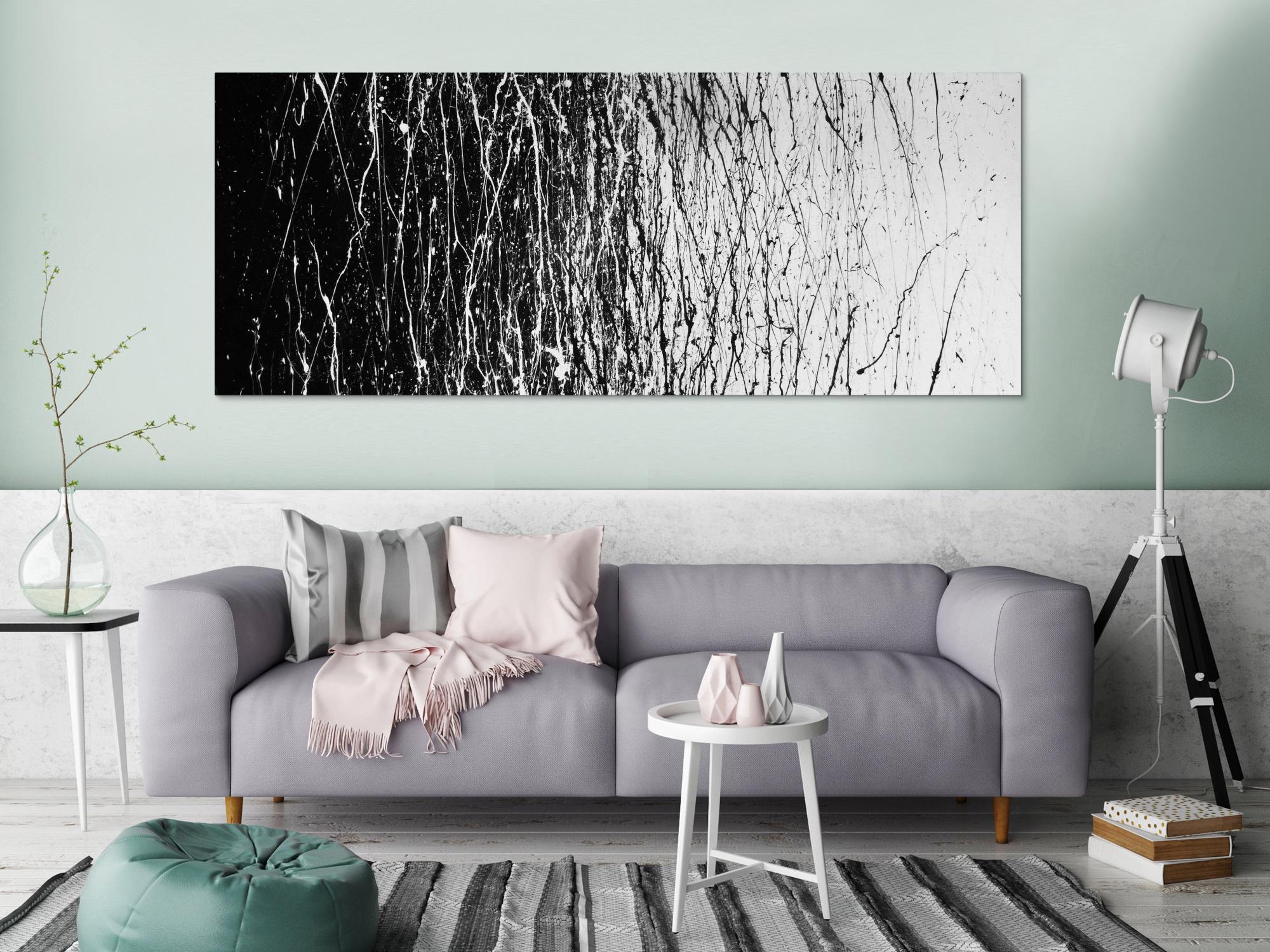 Modernes Acrylbild abstrakt schwarz weiß