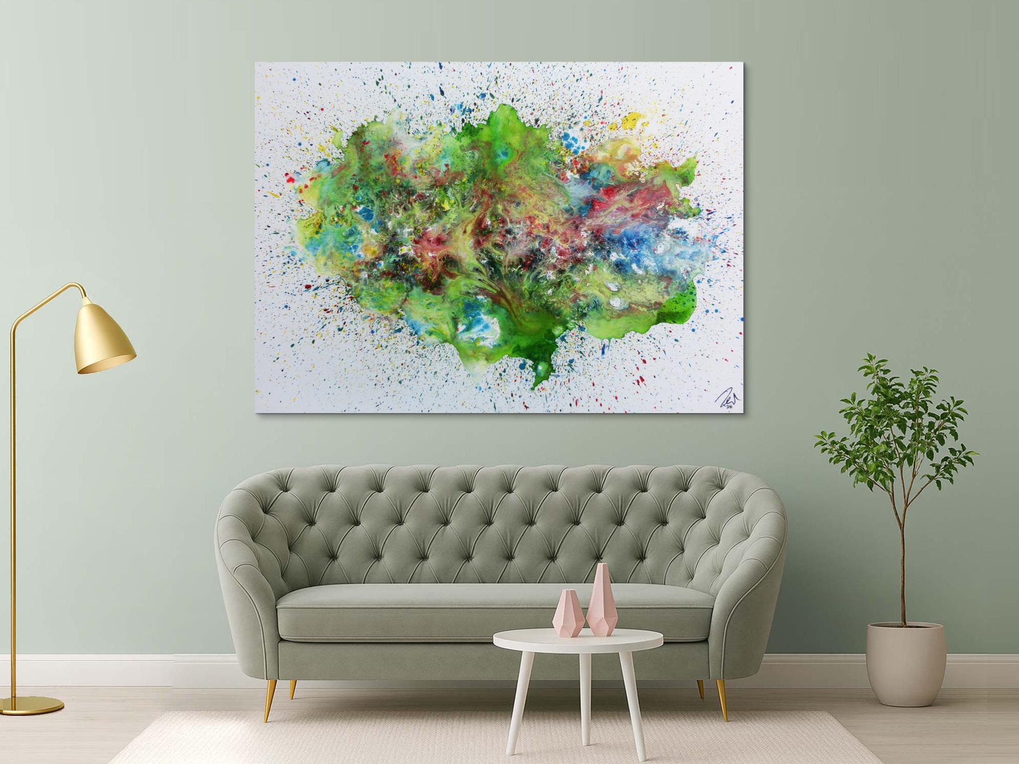 Sehr buntes abstraktes Gemälde modernes Acrylbild explosion der Farben 