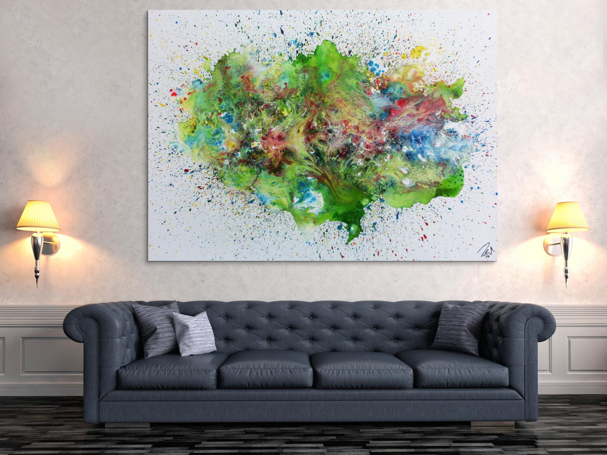 Sehr buntes abstraktes Gemälde modernes Acrylbild explosion der Farben 