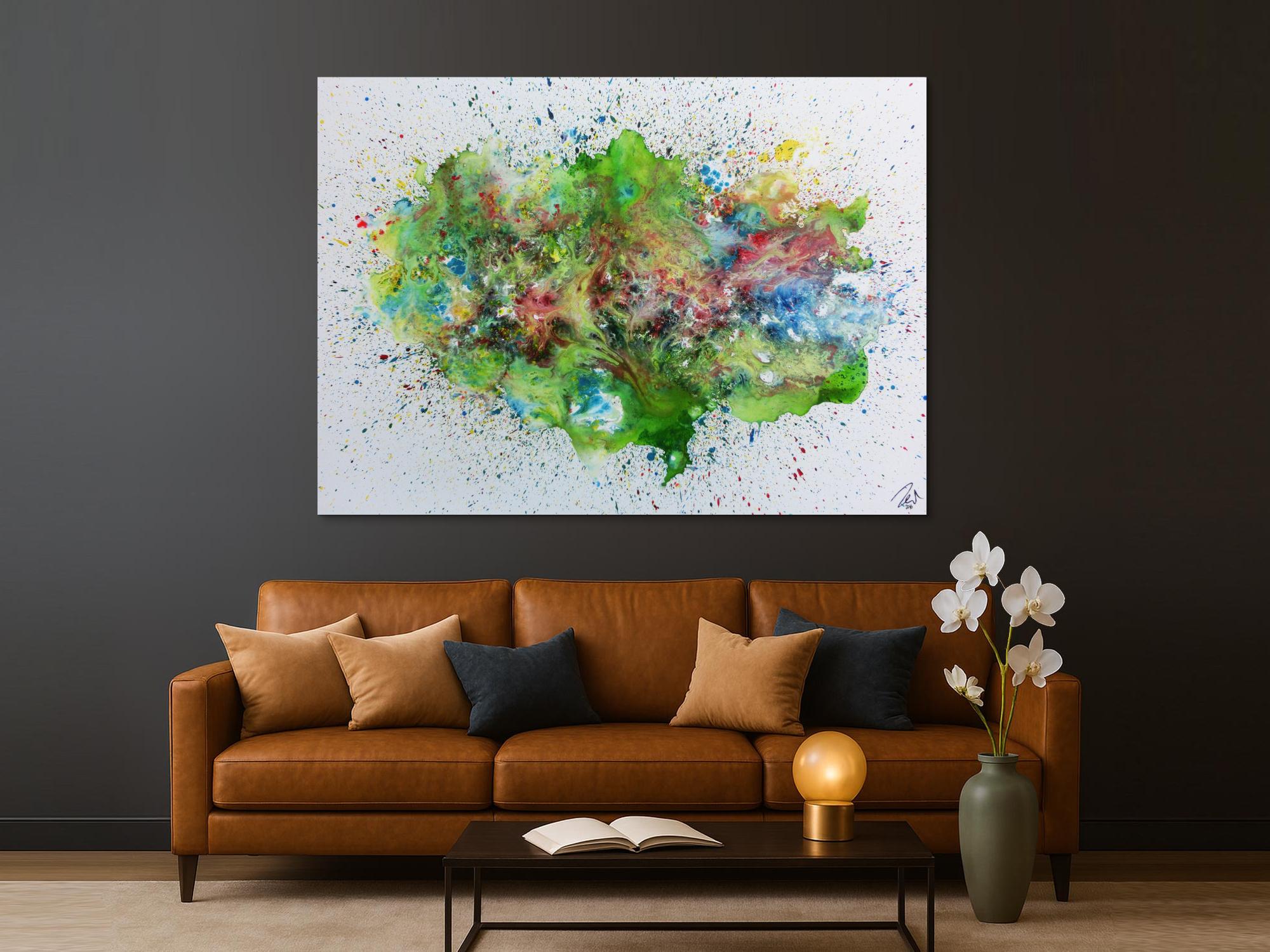 Sehr buntes abstraktes Gemälde modernes Acrylbild explosion der Farben 