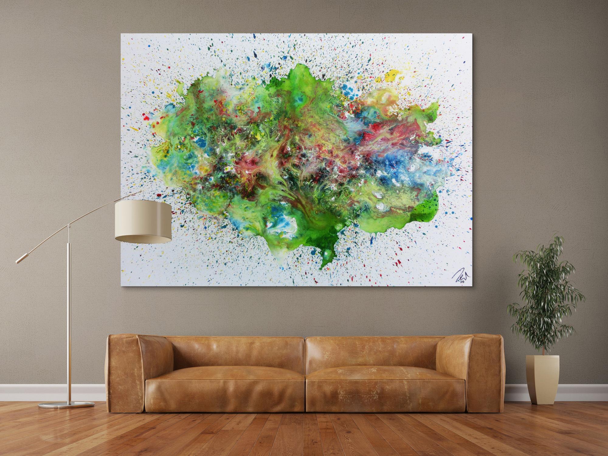 Sehr buntes abstraktes Gemälde modernes Acrylbild explosion der Farben 