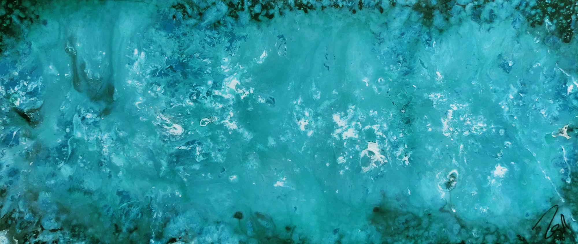 Abstraktes Gemälde in türkis modernes Acrylbild schlicht