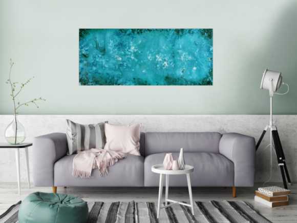 Abstraktes Gemälde in türkis modernes Acrylbild schlicht