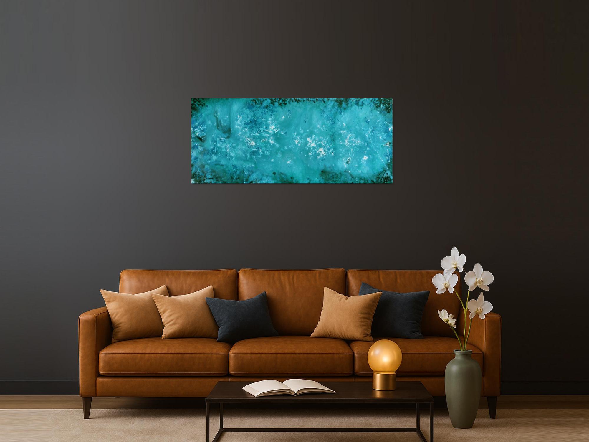 Abstraktes Gemälde in türkis modernes Acrylbild schlicht